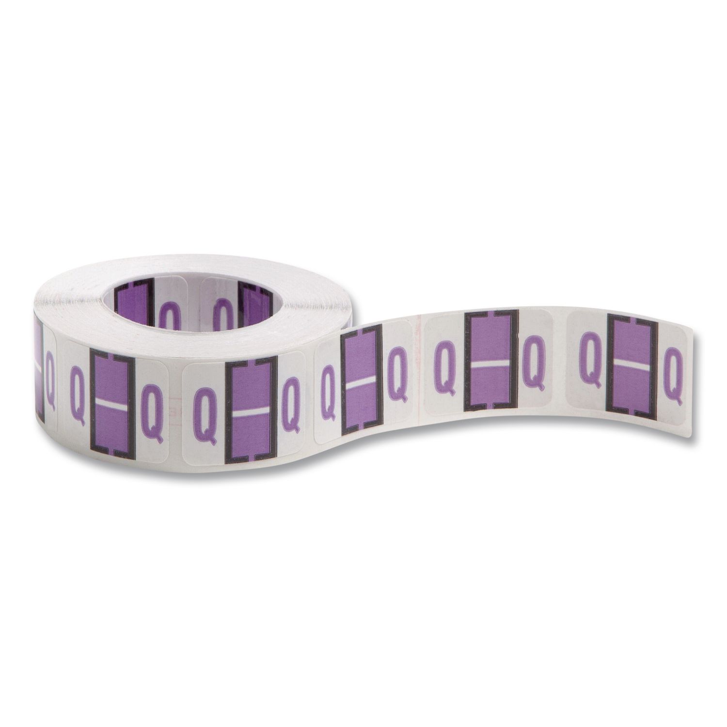 A-Z Color-Coded End Tab Filing Labels, Q, 1 x 1.25, White, 500/Roll