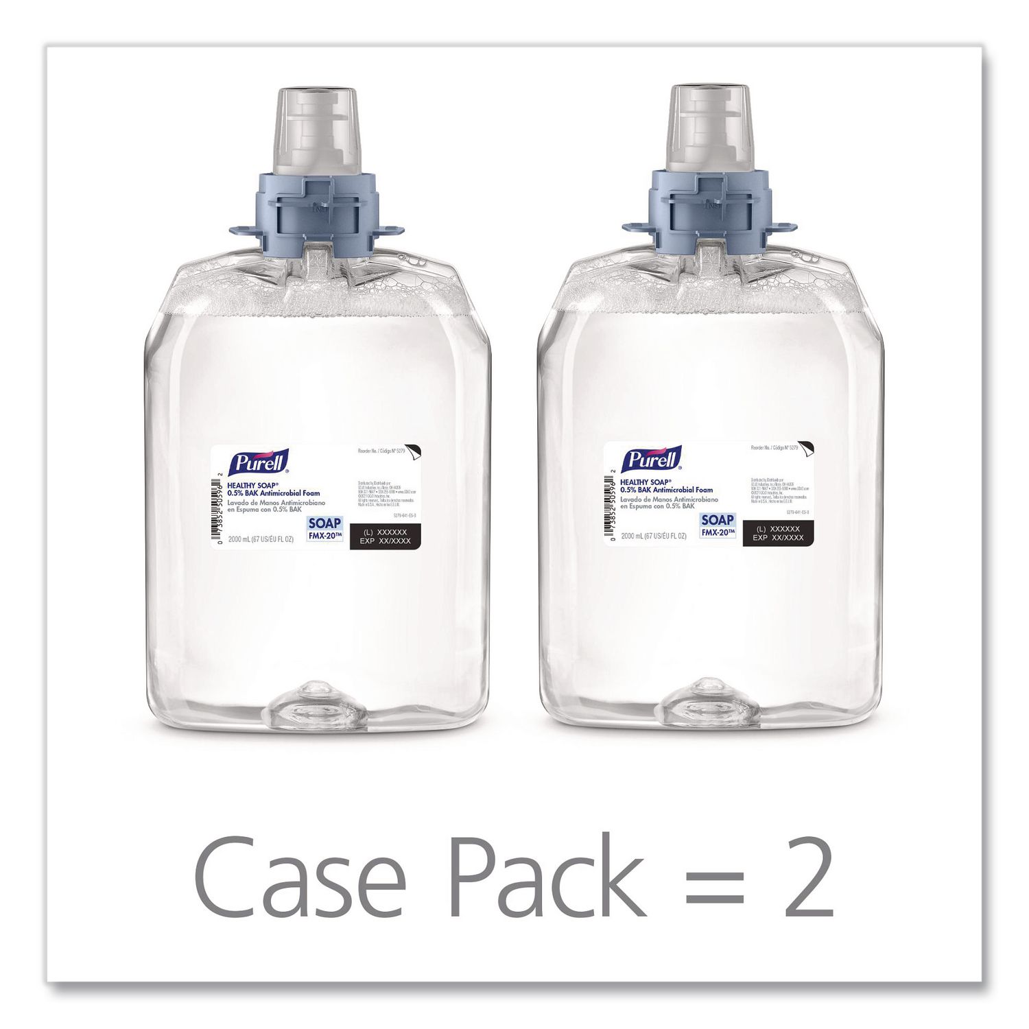 HEALTHY SOAP 0.5% BAK Antimicrobial Foam Refill, For FMX-20 Dispenser, Light Fresh Scent, 2,000 mL, 2/Carton