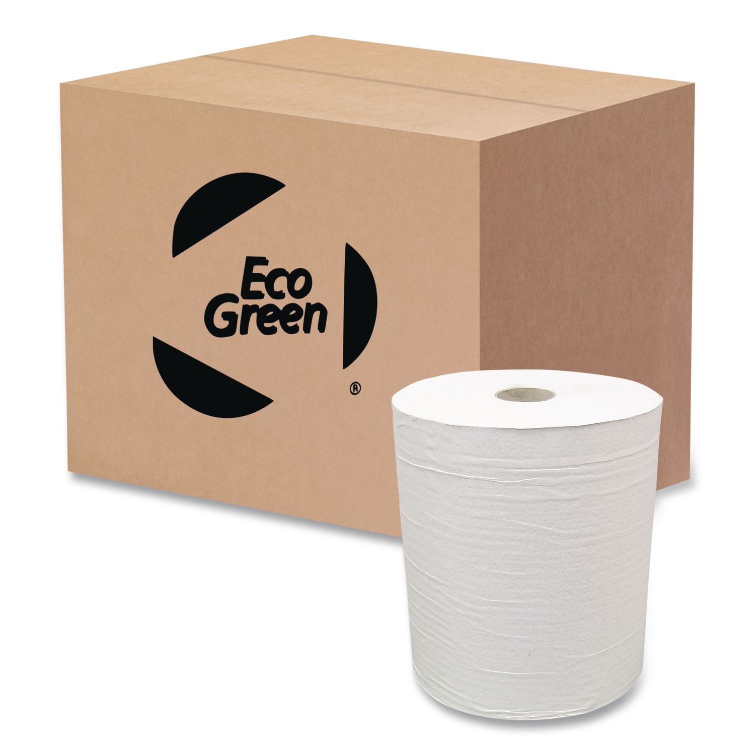 Recycled Hardwound Paper Towels, 1-Ply, 7.87" x 900 ft, White, 6 Rolls/Carton