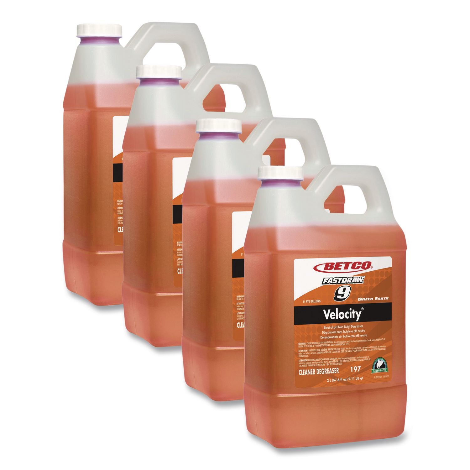 Green Earth Velocity Degreaser, 67.6 oz Bottle, 4/Carton