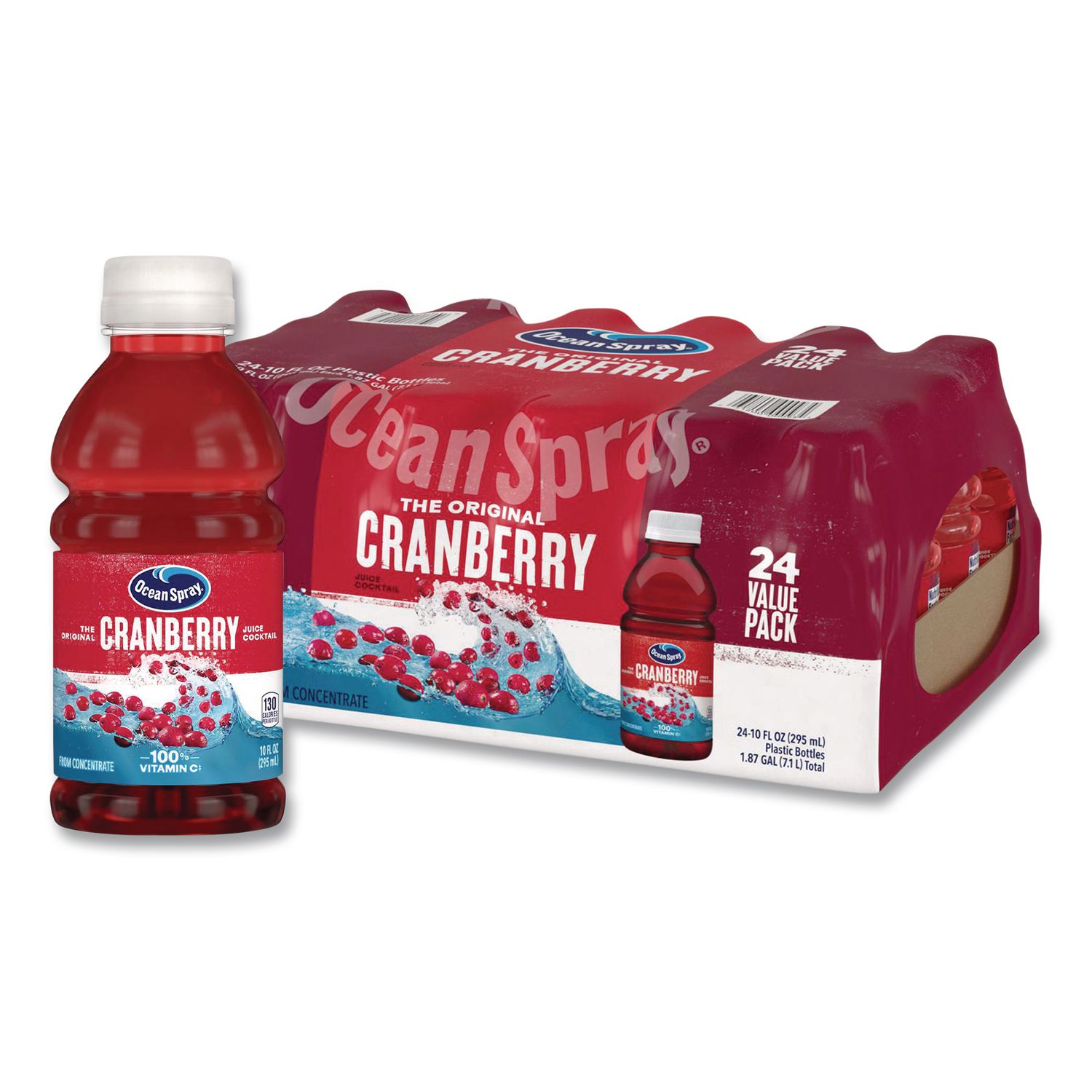 Cranberry Juice Cocktail, Cranberry, 10 oz Bottle, 24/Carton