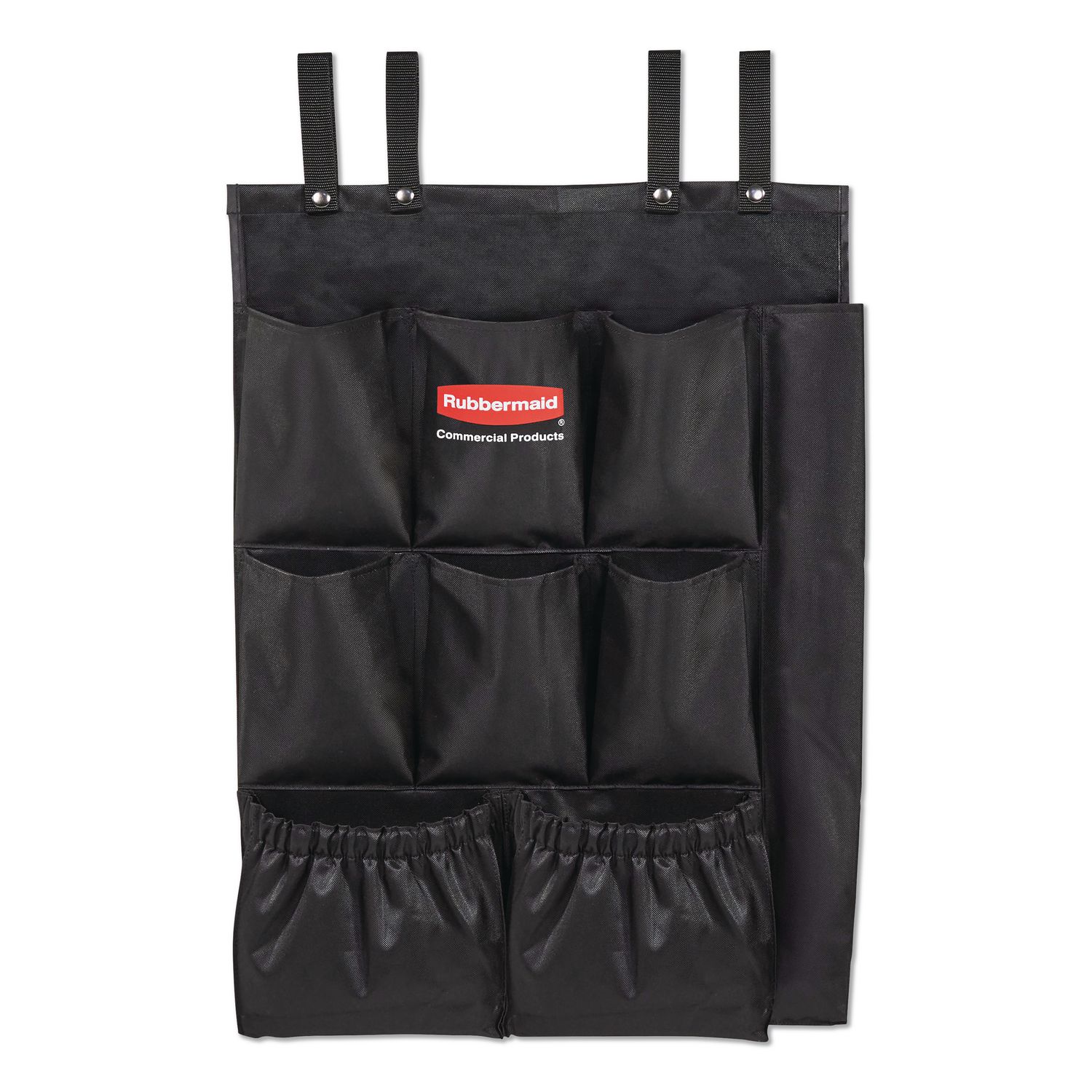 Fabric 9-Pocket Cart Organizer, 19.8 x 1.5 x 27.5, Black, 6/Carton