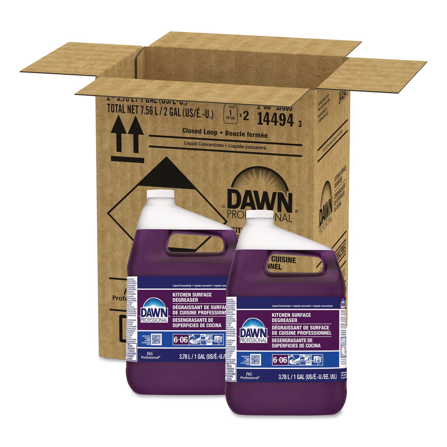 Professional Multi-Surface Heavy Duty Degreaser, Closed Loop, 1 gal Pour Bottle, 2/Carton