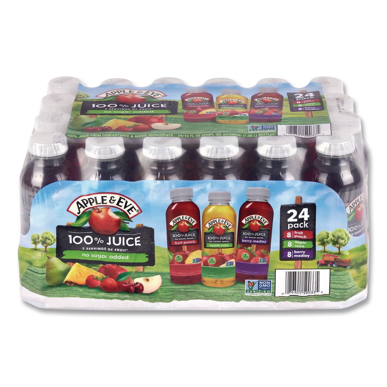 100% Fruit Juice Variety Pack, Assorted Flavors, 10 oz Bottle, 24/Carton