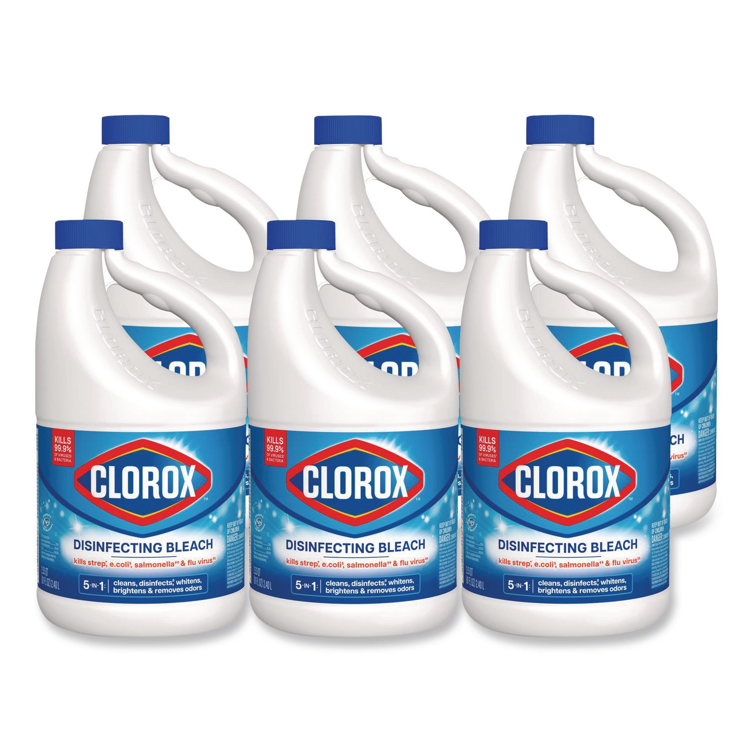 Concentrated Regular Disinfecting Bleach, Unscented, 81 oz Bottle, 6/Carton