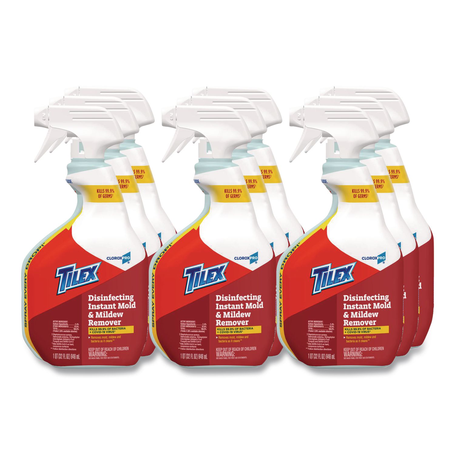 CloroxPro Disinfecting Instant Mold and Mildew Remover, Unscented, 32 oz Smart Tube Spray, 9/Carton