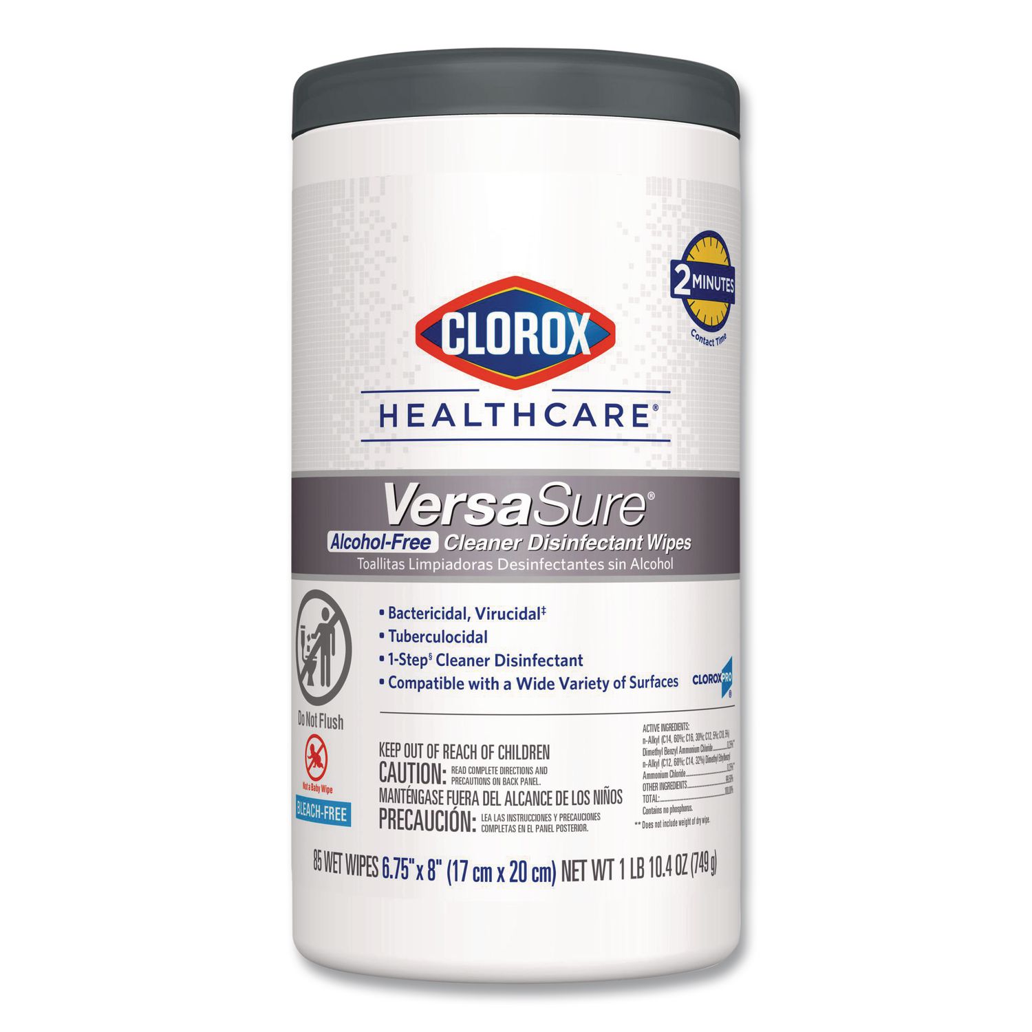 VersaSure Cleaner Disinfectant Wipes, 1-Ply, 6.75 x 8, Original Scent, White, 85 Towels/Can