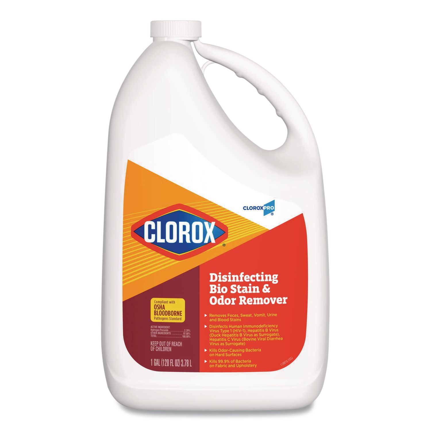 CloroxPro Disinfecting Bio Stain and Odor Remover, Fragranced, 128 oz Refill Bottle