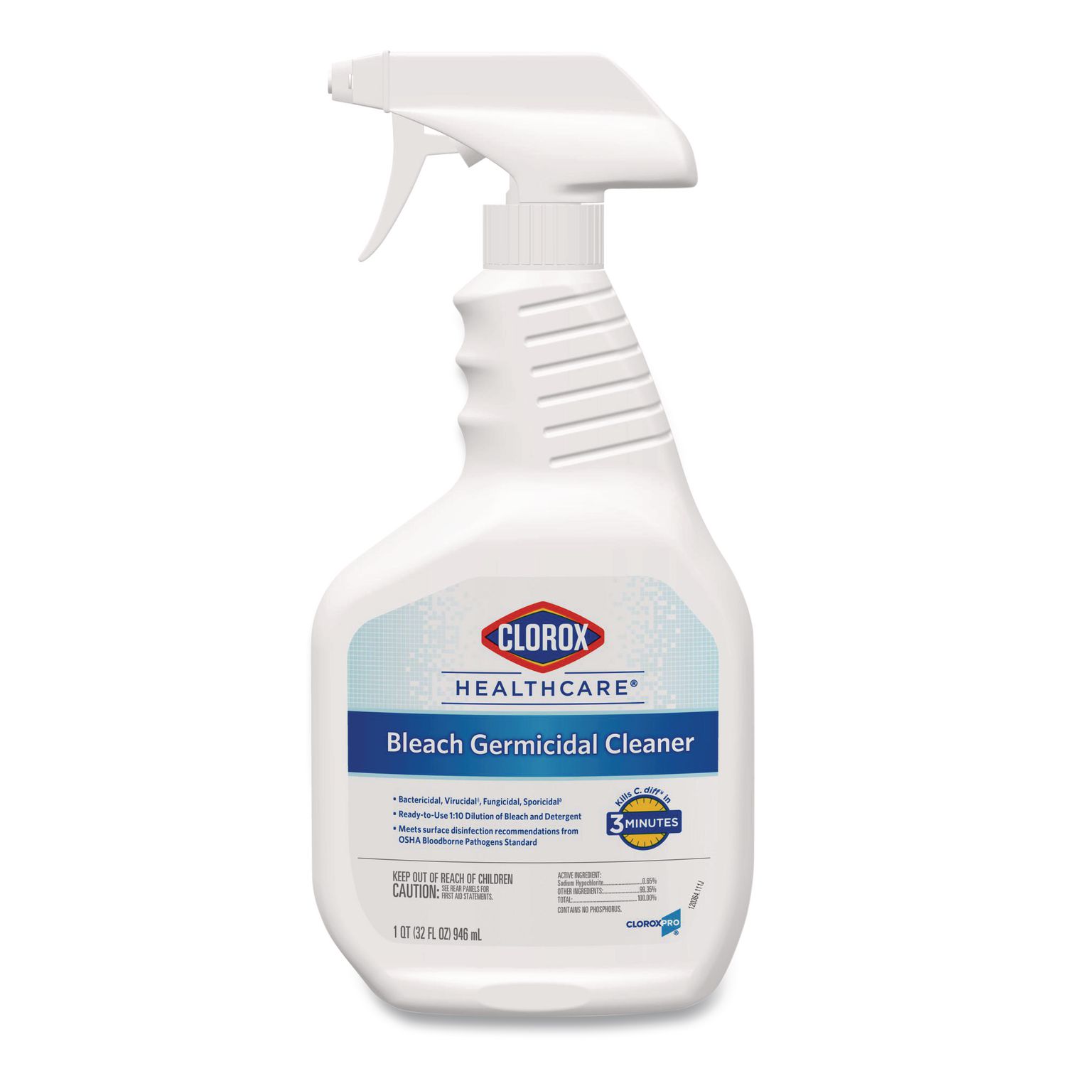 Bleach Germicidal Cleaner, Unscented, 32 oz Spray Bottle
