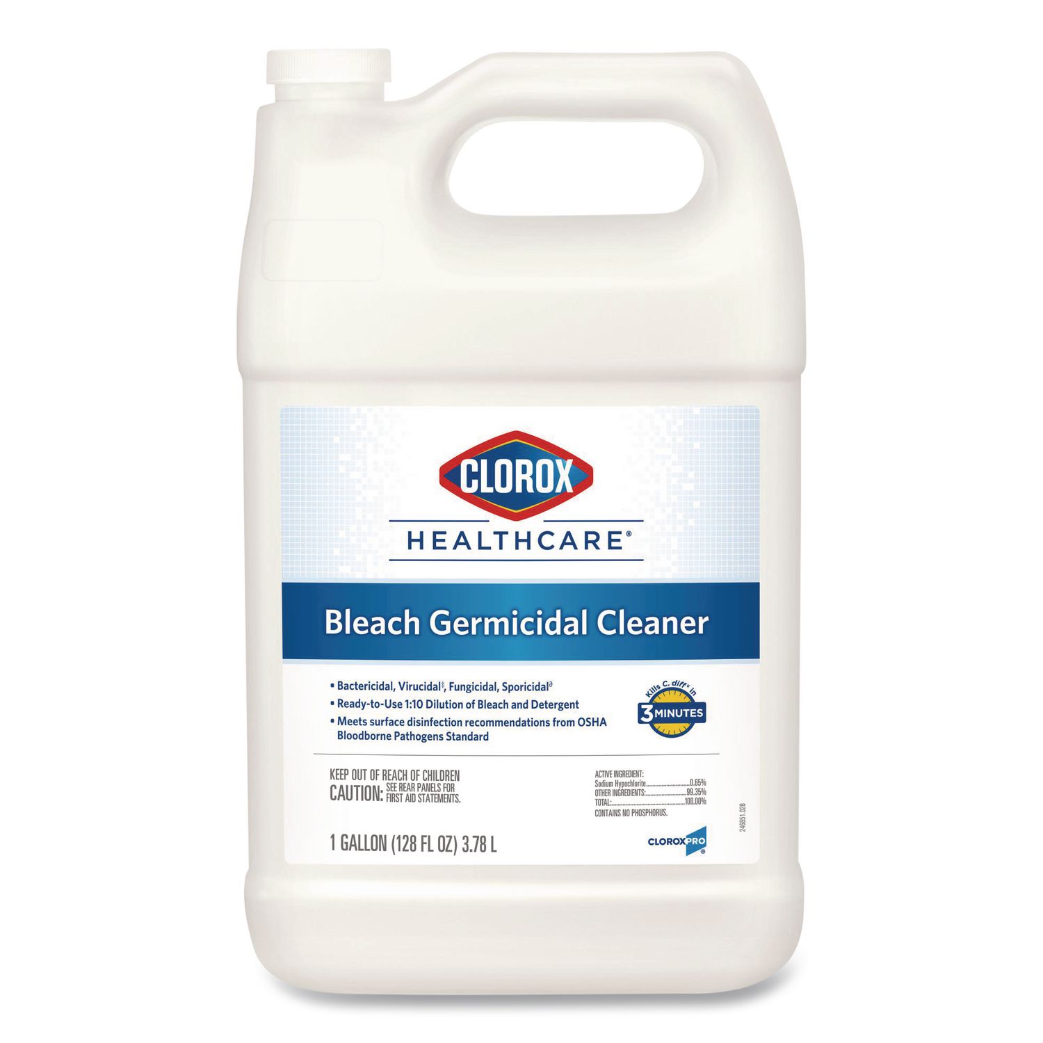 Bleach Germicidal Cleaner, Unscented, 128 oz Refill Bottle