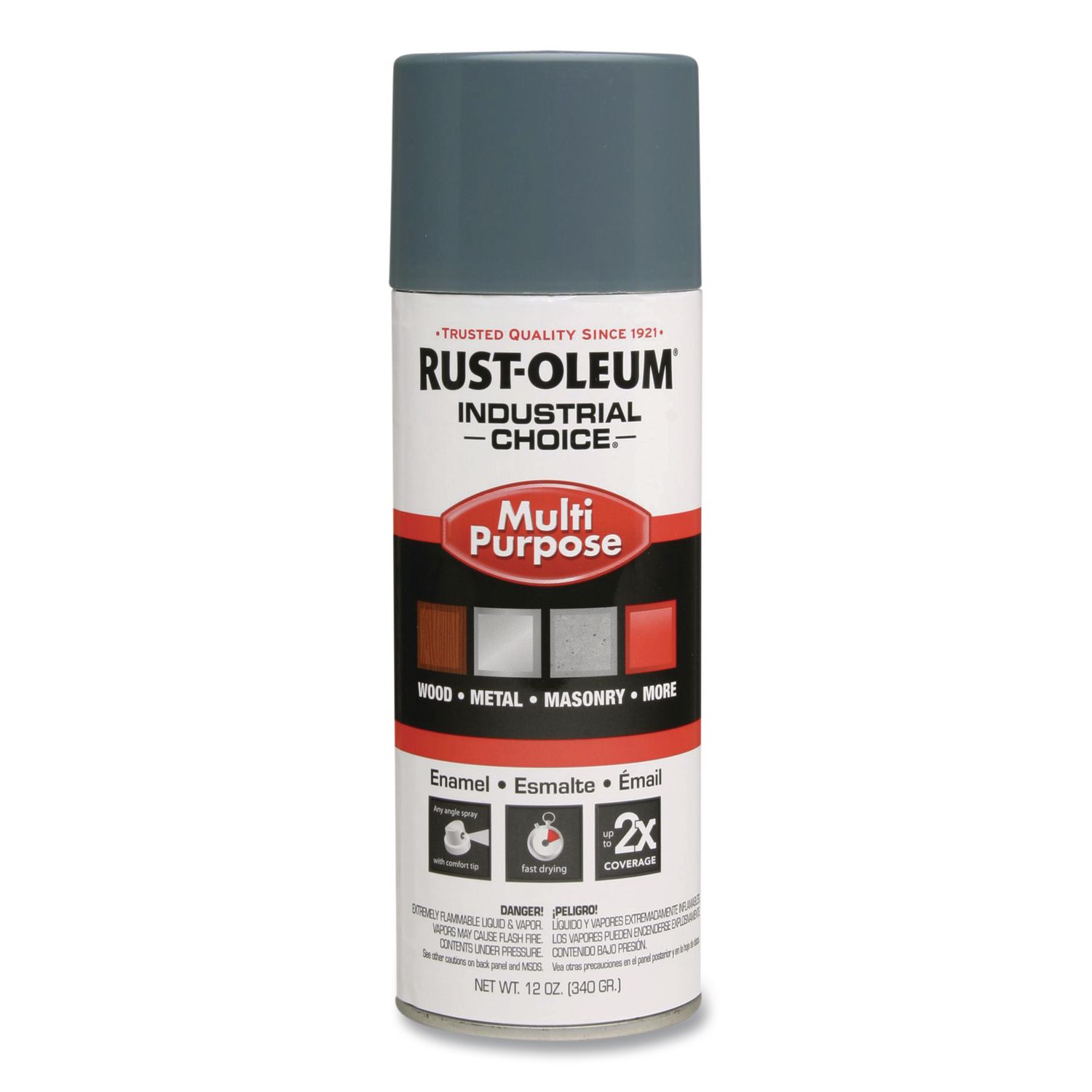 Industrial Choice 1600 System Multi-Purpose Enamel Spray Paint, Gloss Machinery Gray, 12 oz Aerosol Can, 6/Carton