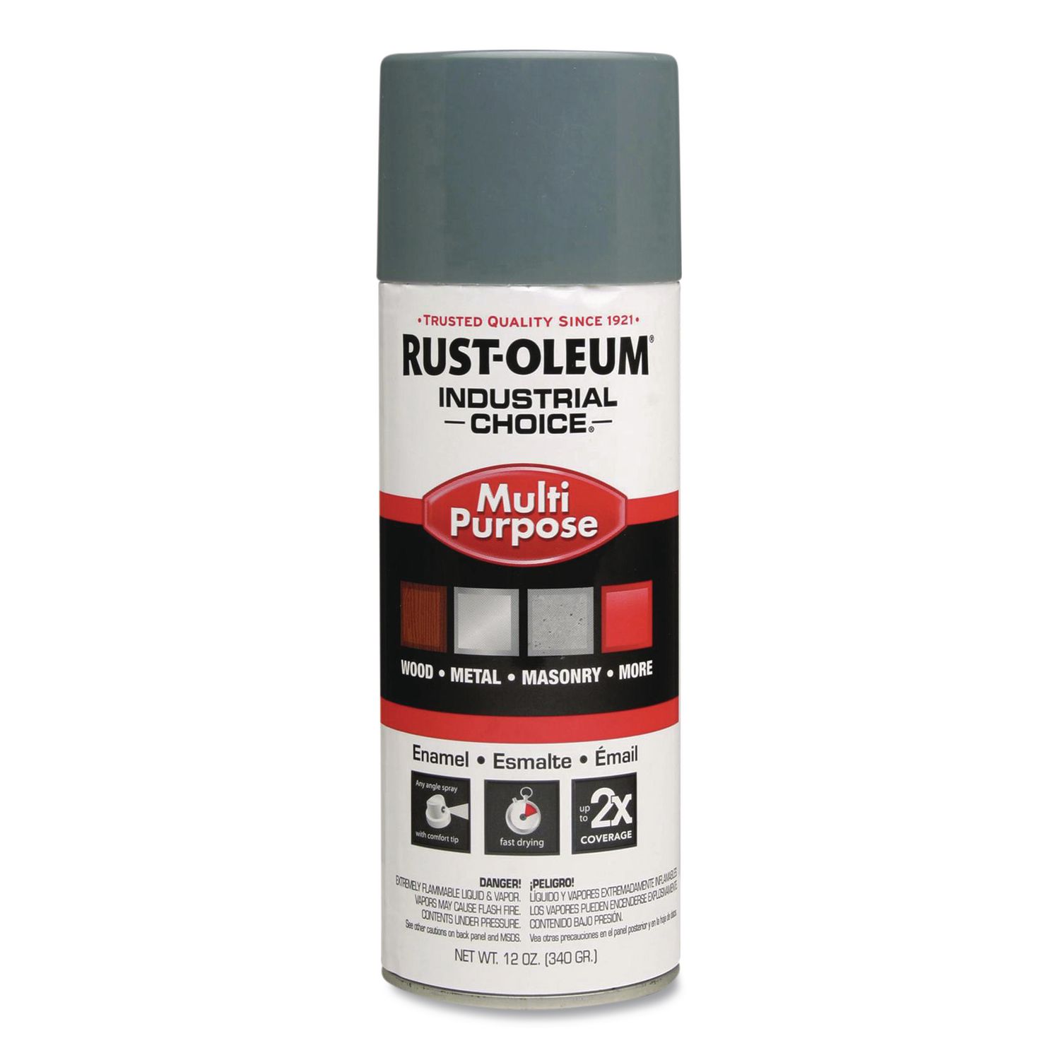 Industrial Choice 1600 System Multi-Purpose Enamel Spray Paint, Gloss ANSI 49 Medium Light Gray, 12 oz Aerosol Can, 6/Carton