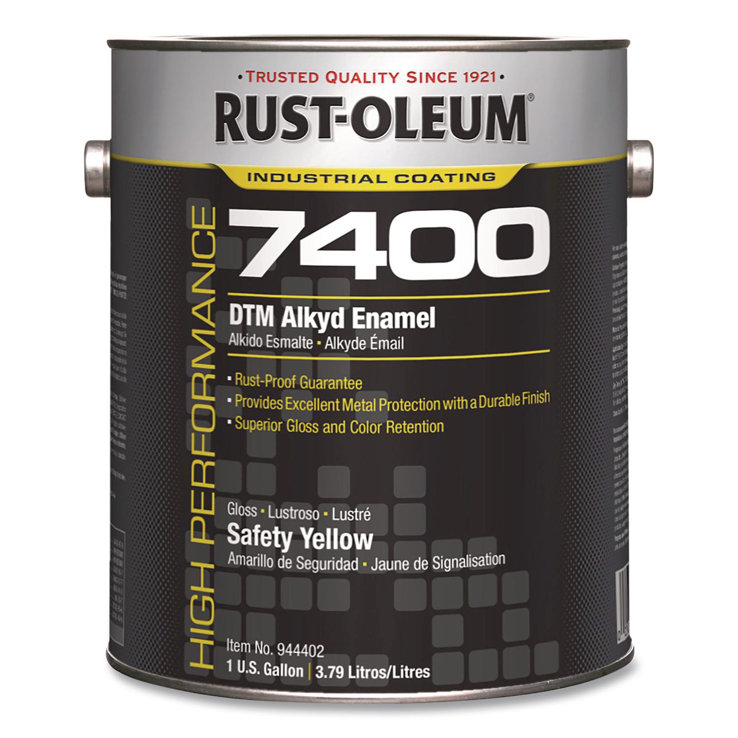 High Performance 7400 System 450 VOC DTM Alkyd Enamel Paint, Gloss Safety Yellow, 1 gal. Bucket/Pail, 2/Carton