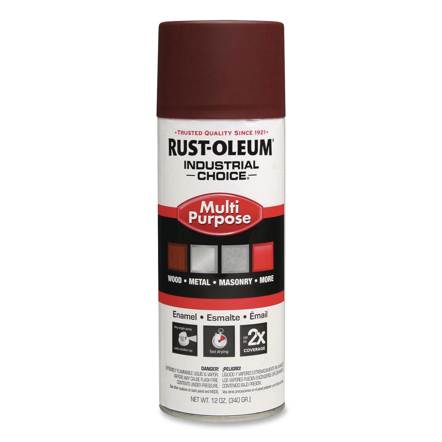 Industrial Choice 1600 System Multi-Purpose Enamel Spray Paint, Flat Red, 12 oz Aerosol Can, 6/Carton