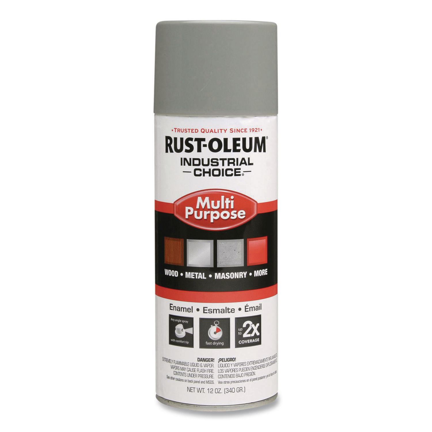 Industrial Choice 1600 System Multi-Purpose Enamel Spray Paint, Gloss Dove Gray, 12 oz Aerosol Can, 6/Carton