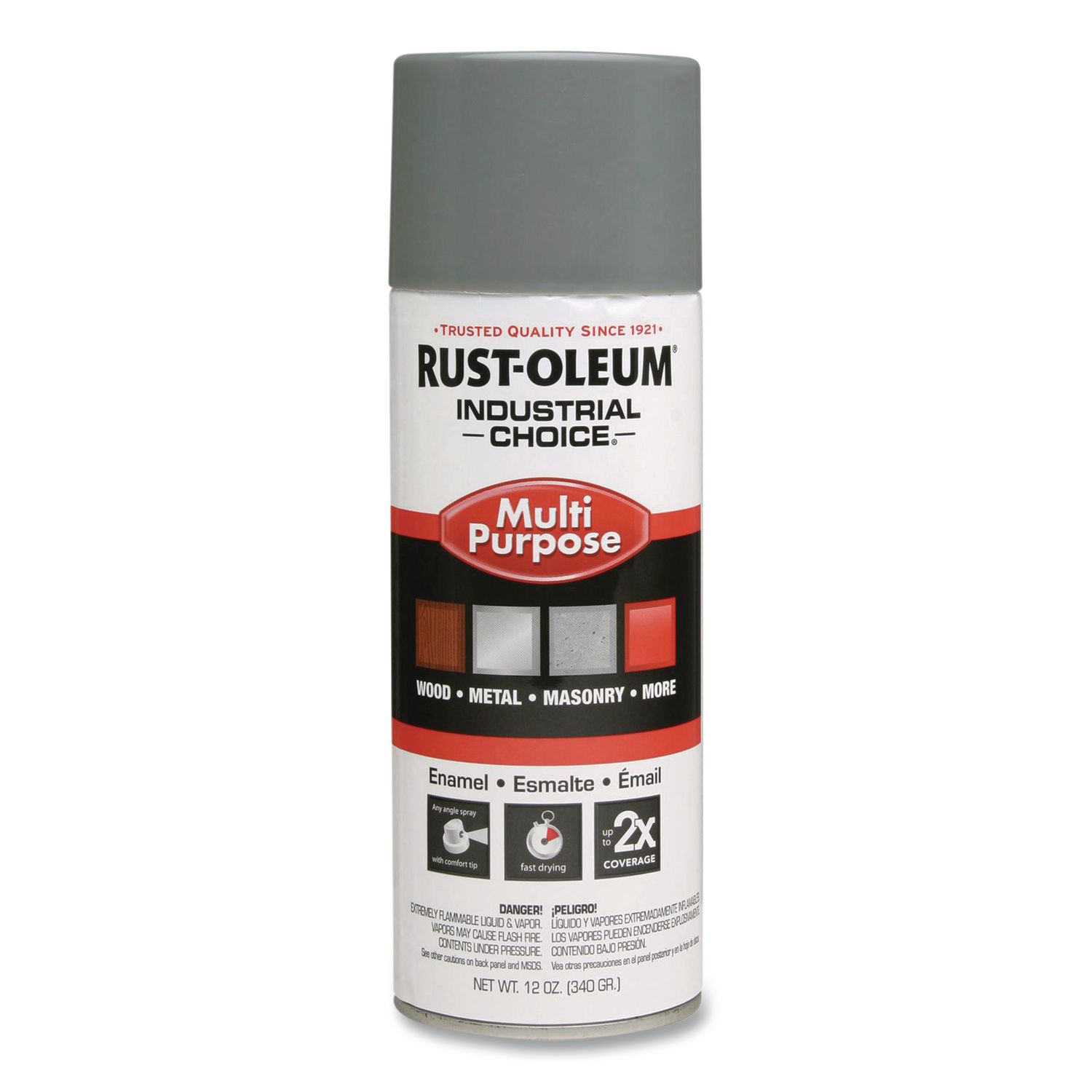 Industrial Choice 1600 System Multi-Purpose Enamel Spray Paint, Gloss Smoke Gray, 12 oz Aerosol Can, 6/Carton