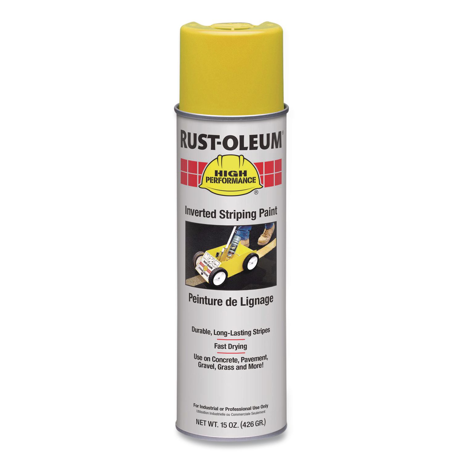 High Performance 2300 System Inverted Striping Paint, Semi-Gloss Yellow, 18 oz Aerosol Can, 6/Carton