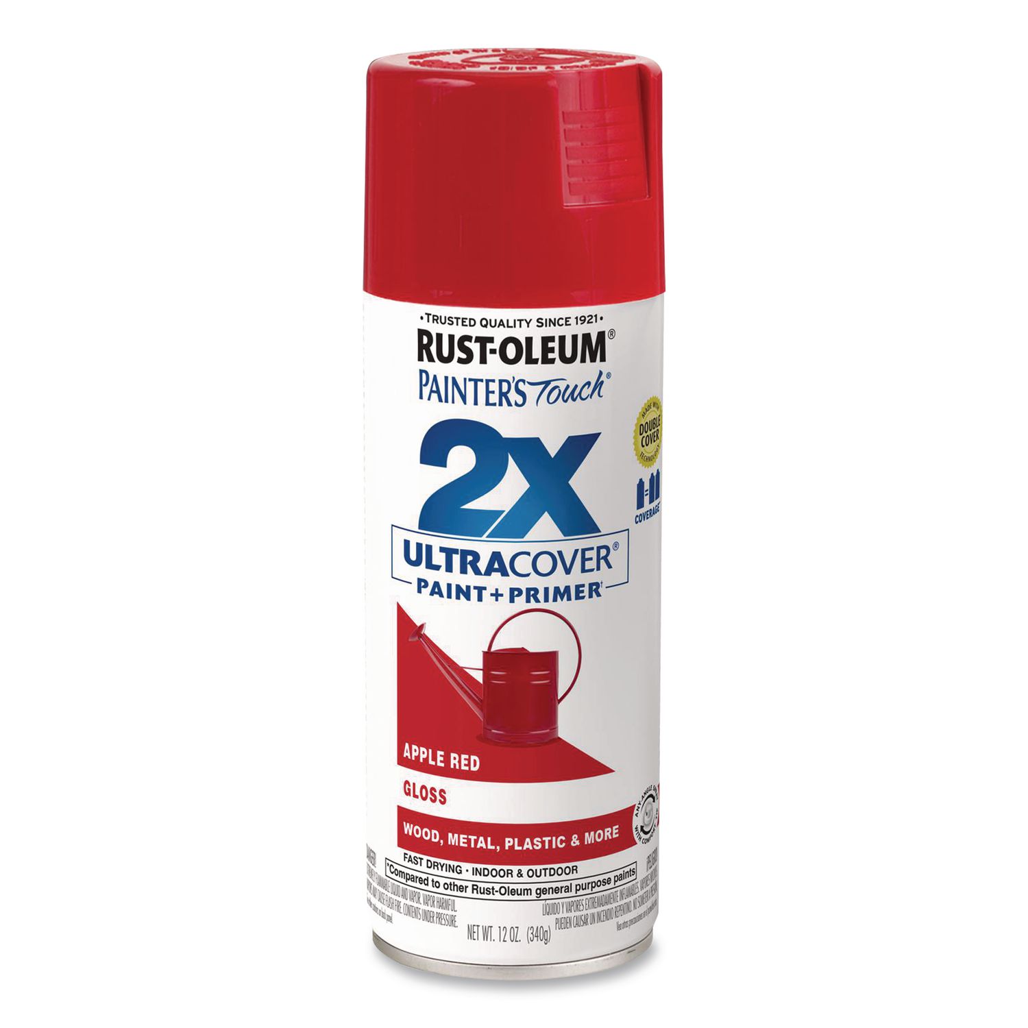 Painter's Touch 2X Ultra Cover Spray Paint, Gloss Apple Red, 12 oz Aerosol Can, 6/Carton