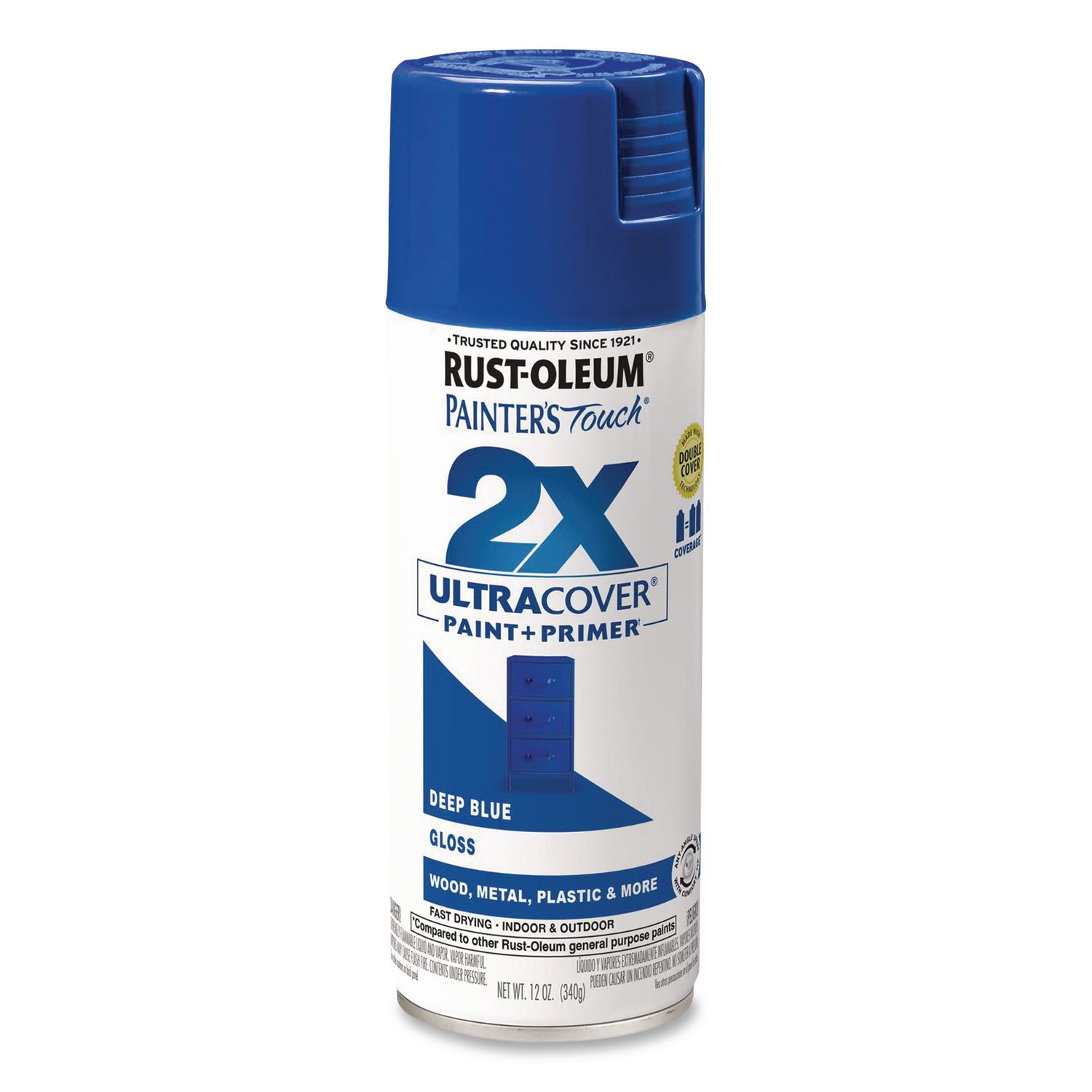 Painter's Touch 2X Ultra Cover Spray Paint, Gloss Deep Blue, 12 oz Aerosol Can, 6/Carton