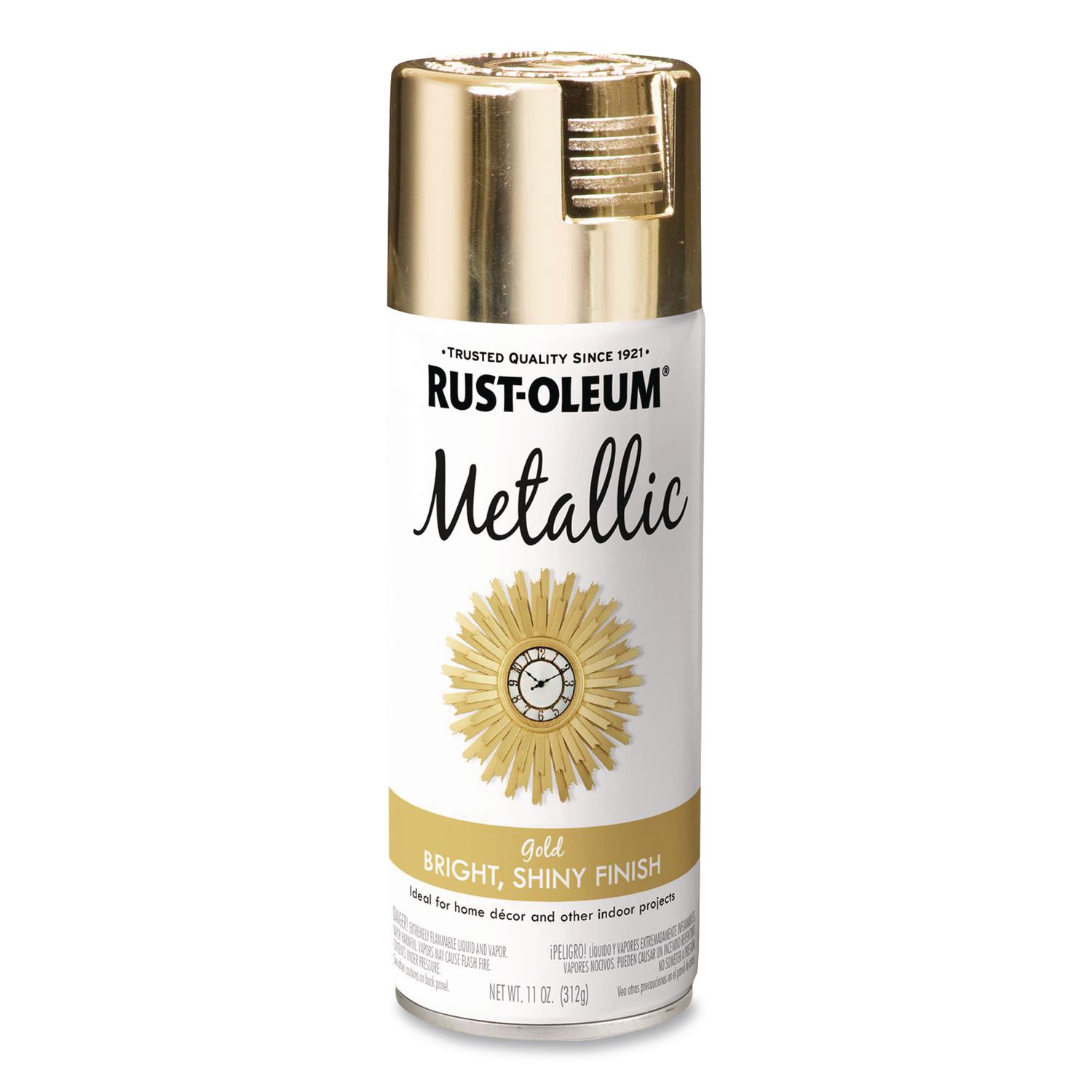 Metallic Spray Paint, Metallic Gold, 11 oz Aerosol Can, 6/Carton