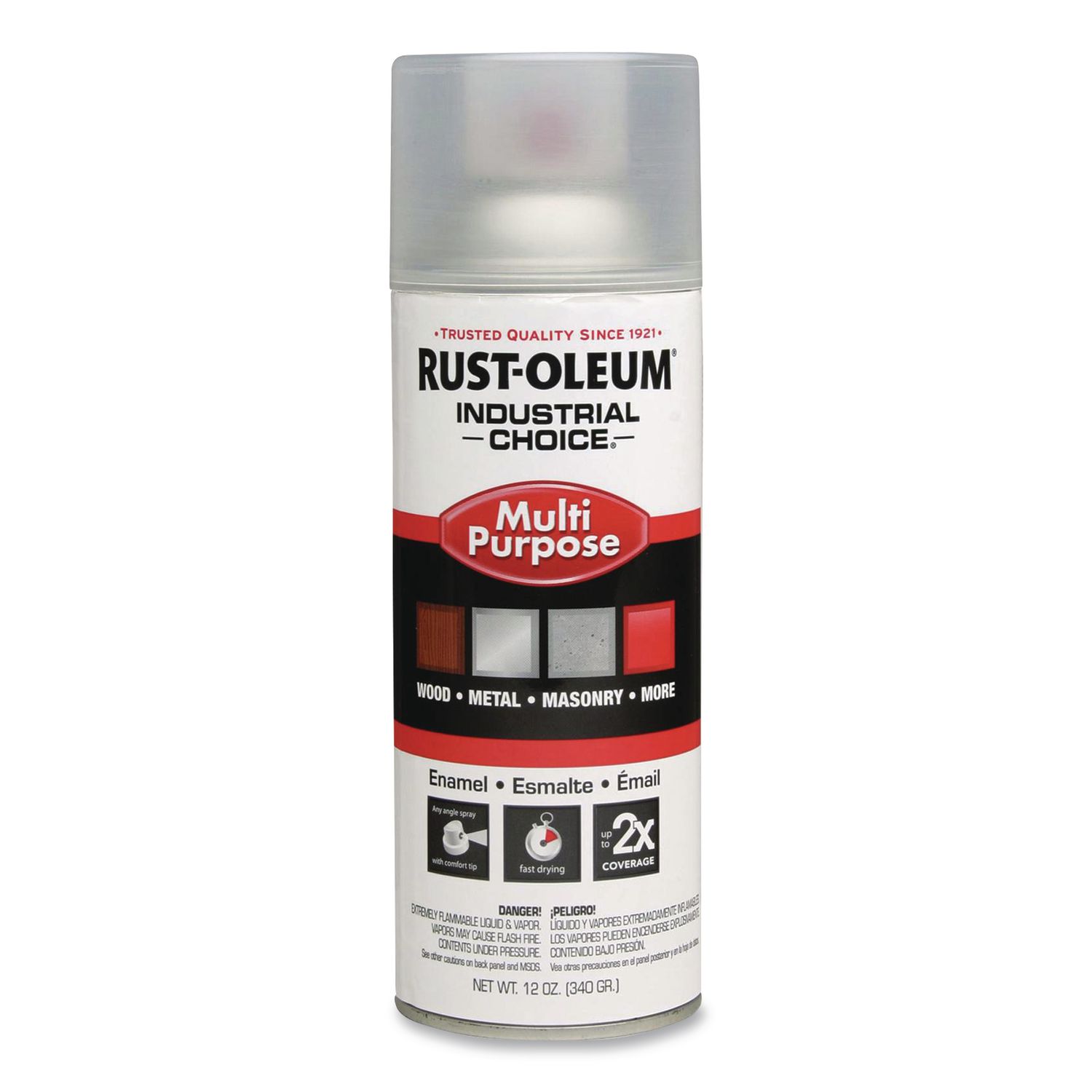 Industrial Choice 1600 System Multi-Purpose Enamel Spray Paint, Gloss Crystal Clear, 12 oz Aerosol Can, 6/Carton