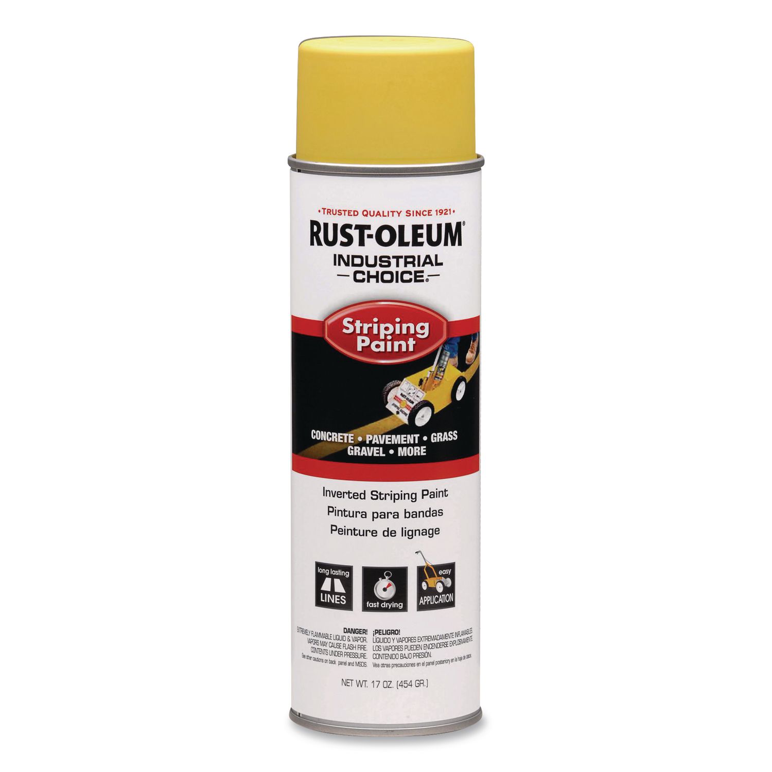 Industrial Choice S1600 System Inverted Striping Paint, Flat Yellow, 18 oz Aerosol Can, 6/Carton