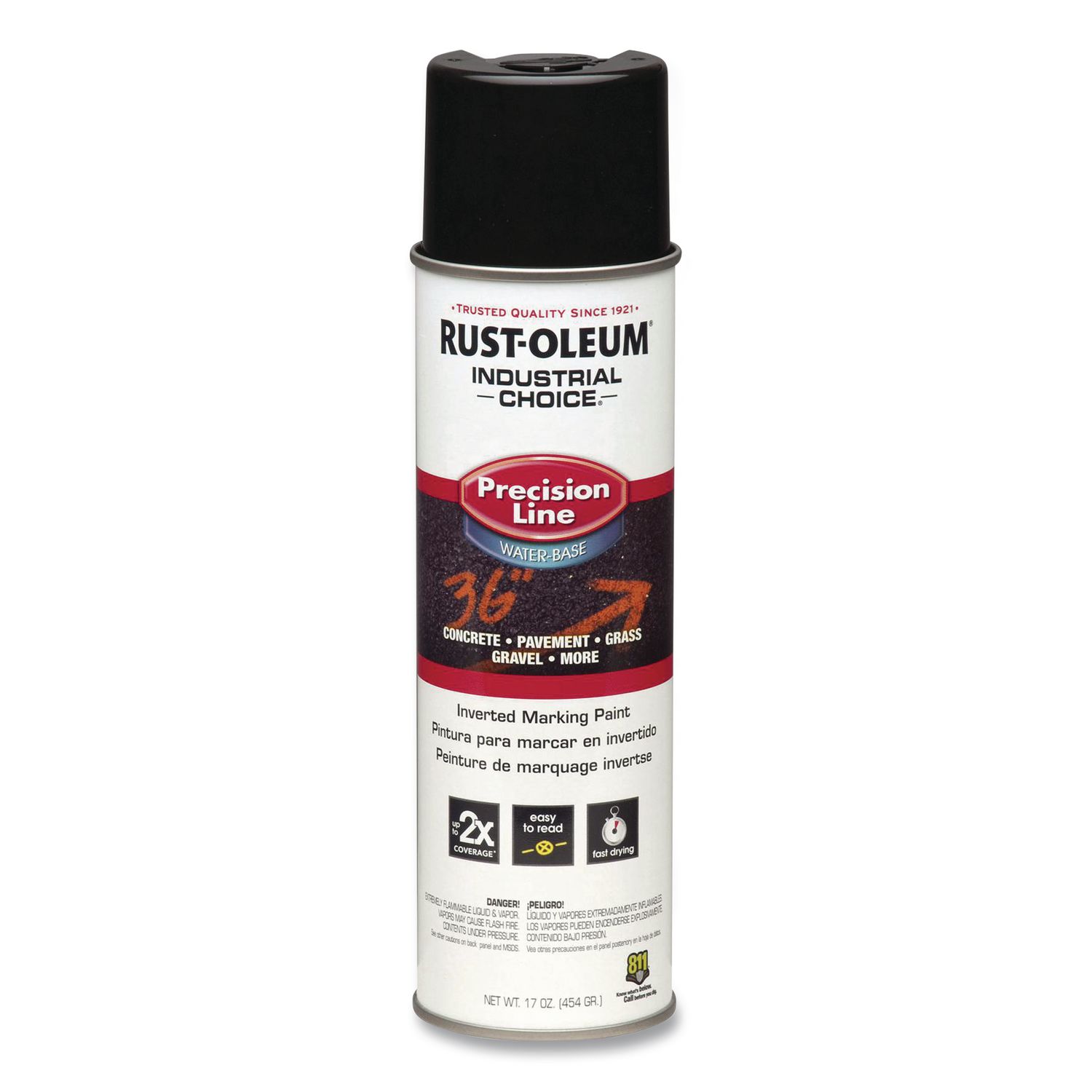 Industrial Choice M1800 System Water-Based Precision Line Marking Paint, Gloss Black, 17 oz Aerosol Can, 12/Carton