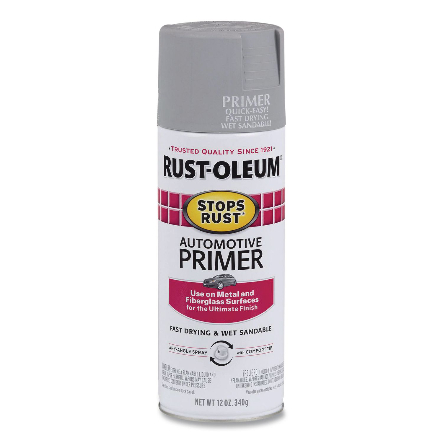 Stops Rust Auto Primer, Flat Gray, 12 oz Aerosol Can, 6/Carton