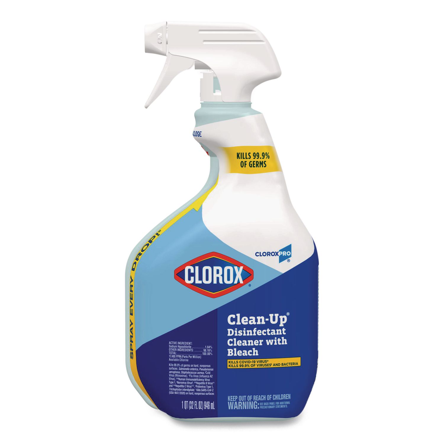 CloroxPro Clean-Up Disinfectant Cleaner with Bleach, Fresh Scent, 32 oz Smart Tube Spray Bottle