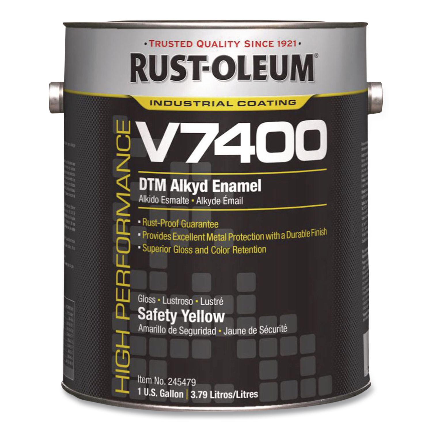 High Performance V7400 System 340 Low VOC DTM Alkyd Enamel Paint, Gloss Safety Yellow, 1 gal Bucket/Pail, 2/Carton
