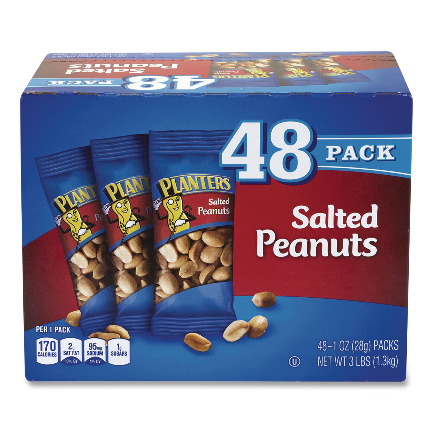 Salted Peanuts, 1 oz Pack, 48/Box