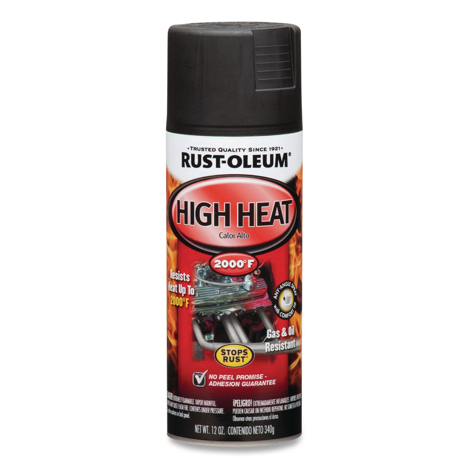 Automotive High Heat Enamel Spray Paint, Flat Black, 12 oz Aerosol Can, 6/Carton