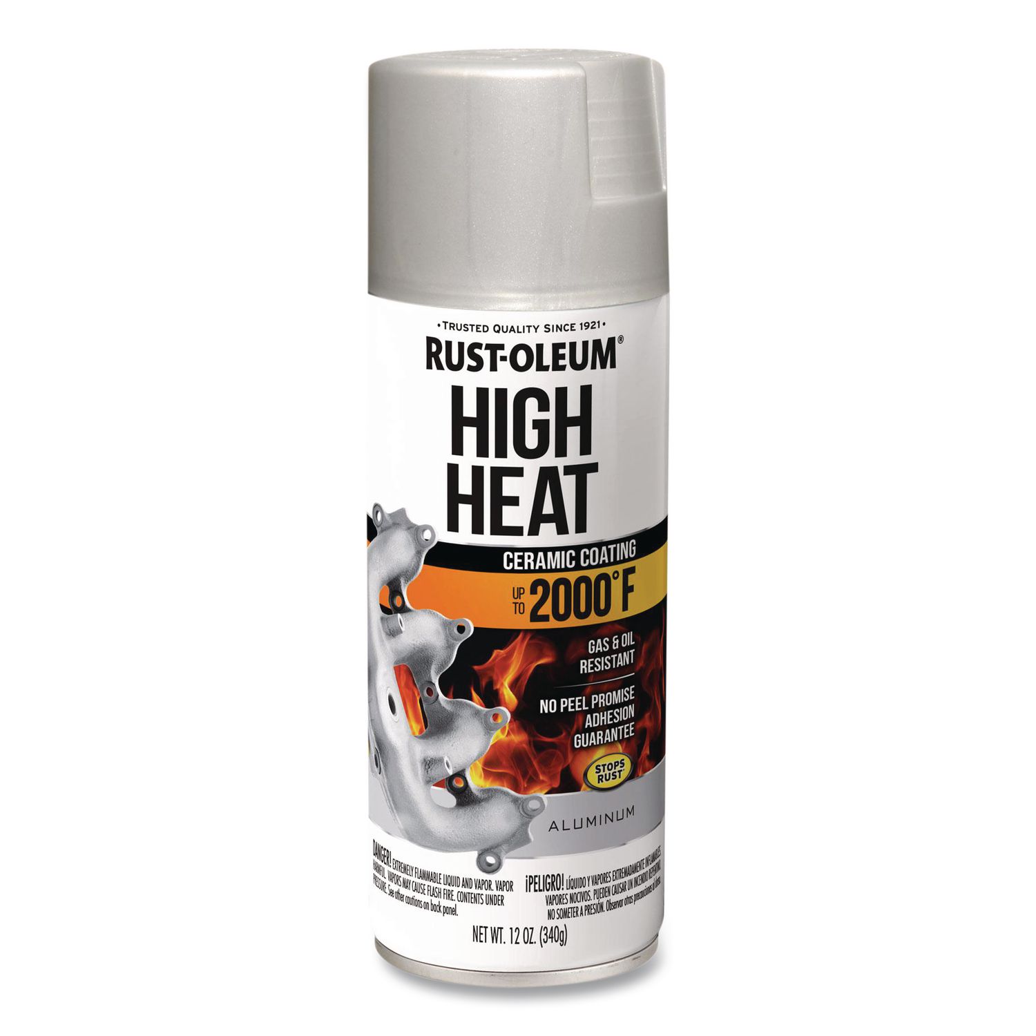 Automotive High Heat Enamel Spray Paint, Flat Aluminum, 12 oz Aerosol Can, 6/Carton