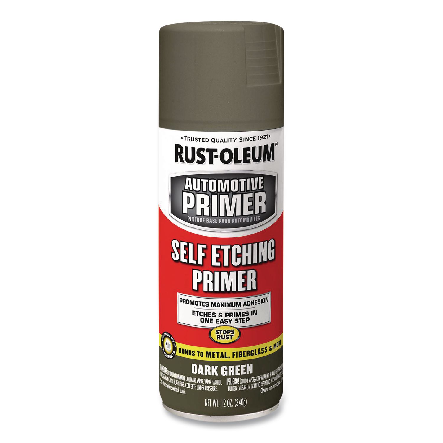 Self Etching Primer, Flat Dark Green, 12 oz Aerosol Can, 6/Carton