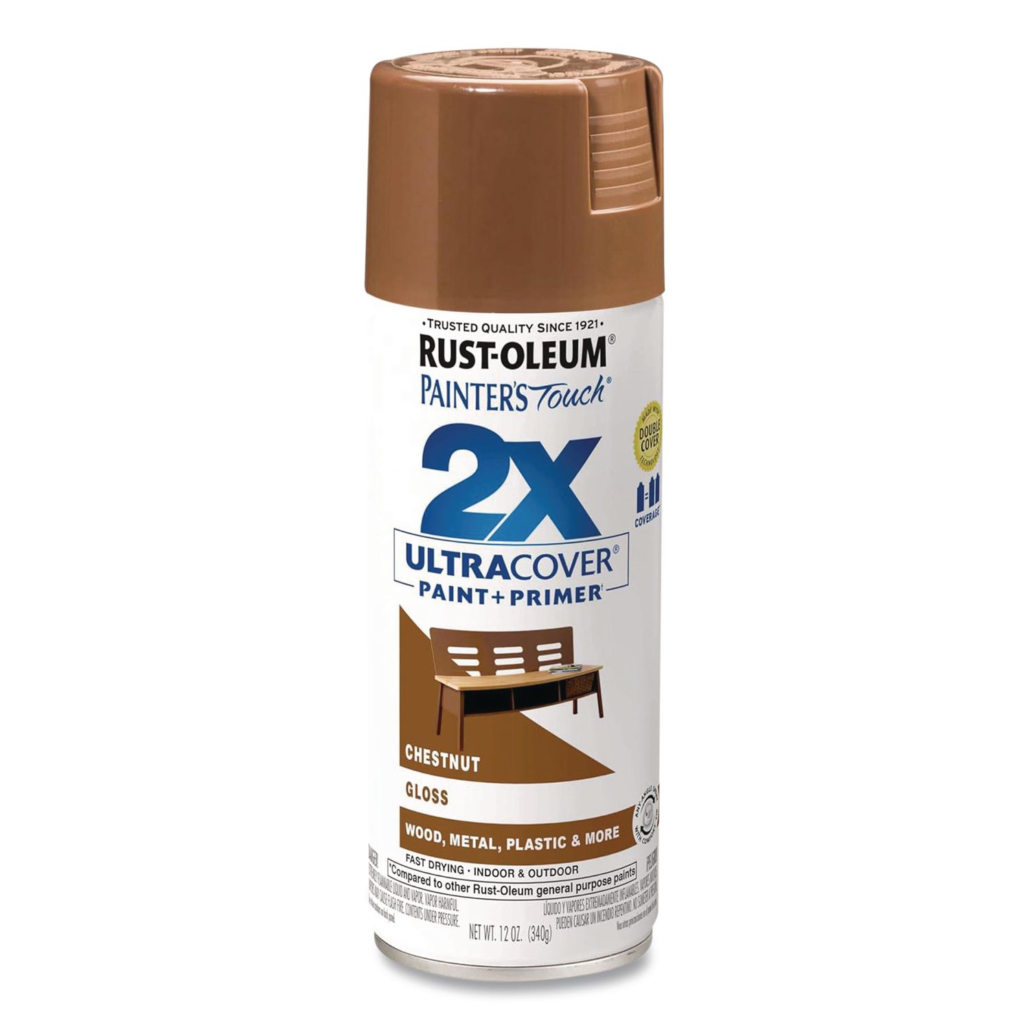 Painter's Touch 2X Ultra Cover Spray Paint, Gloss Chestnut, 12 oz Aerosol Can, 6/Carton