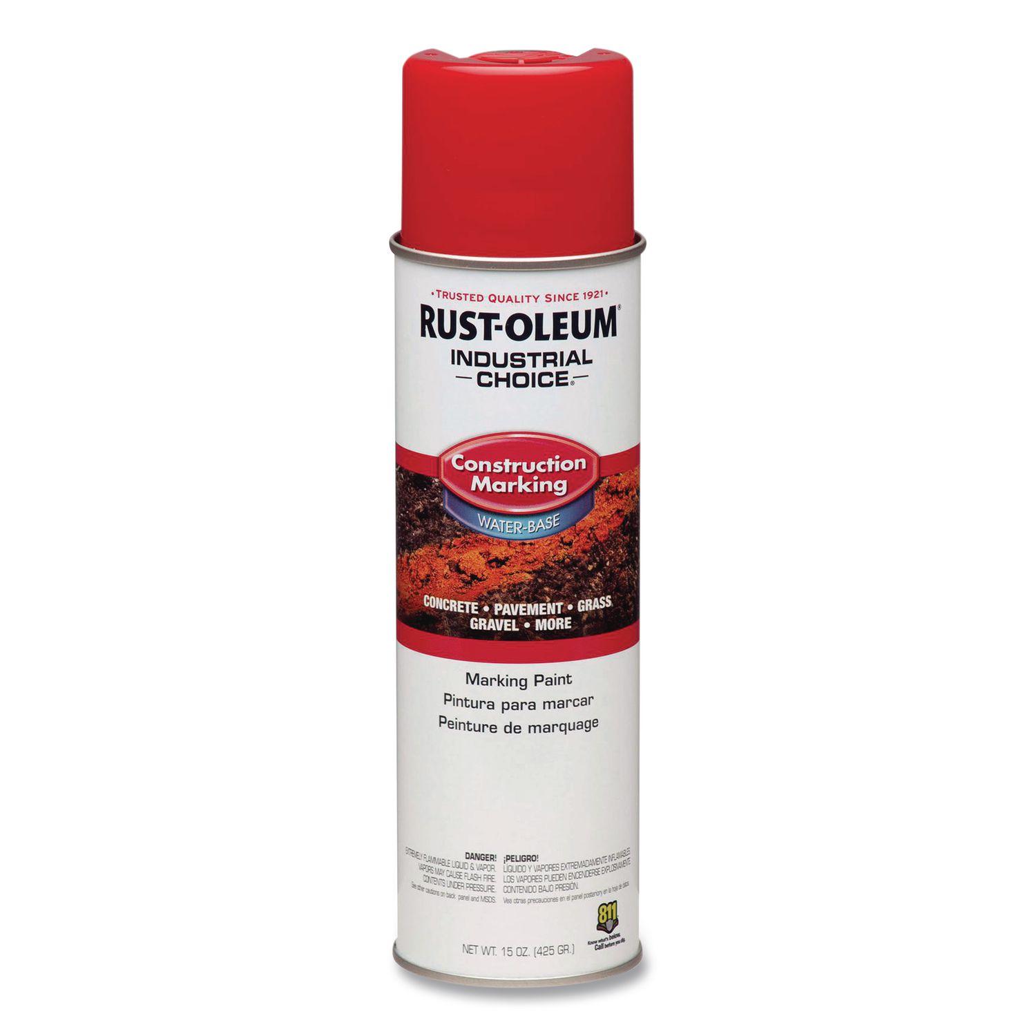 Industrial Choice M1400 System Water-Based Construction Marking Paint, Gloss Safety Red, 17 oz Aerosol Can, 12/Carton