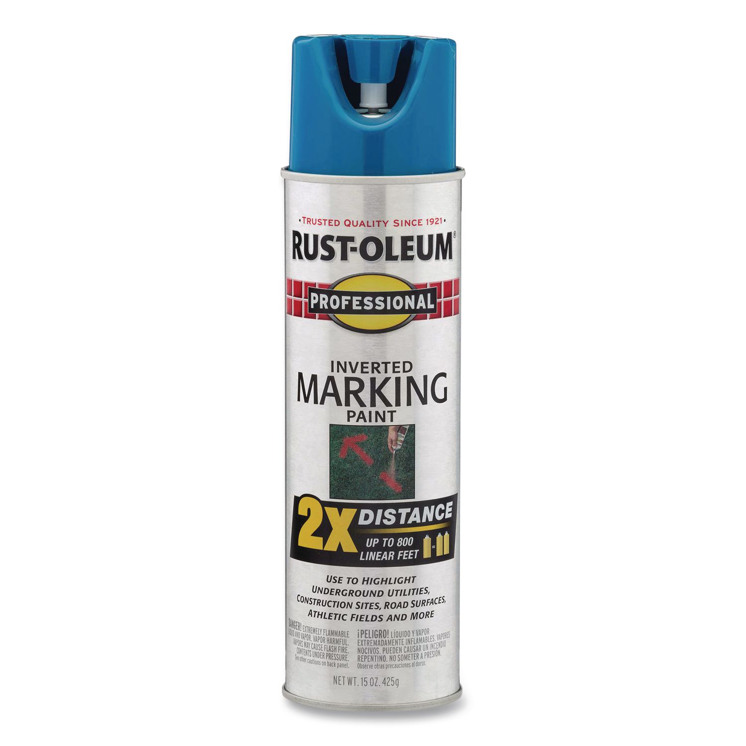 Professional Marking Paint, Flat Caution Blue, 15 oz Aerosol Can, 6/Carton