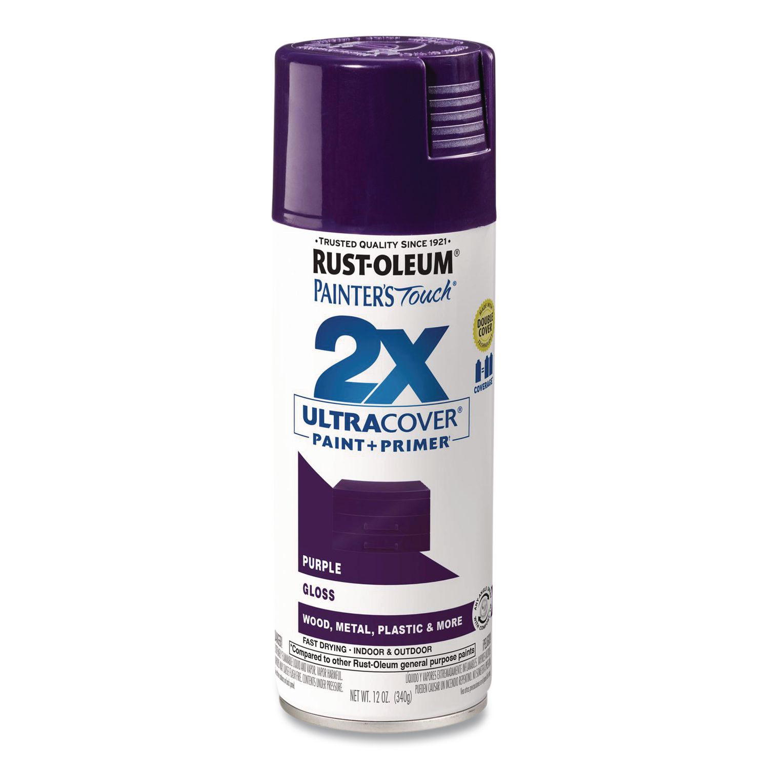Painter's Touch 2X Ultra Cover Spray Paint, Gloss Purple, 12 oz Aerosol Can, 6/Carton