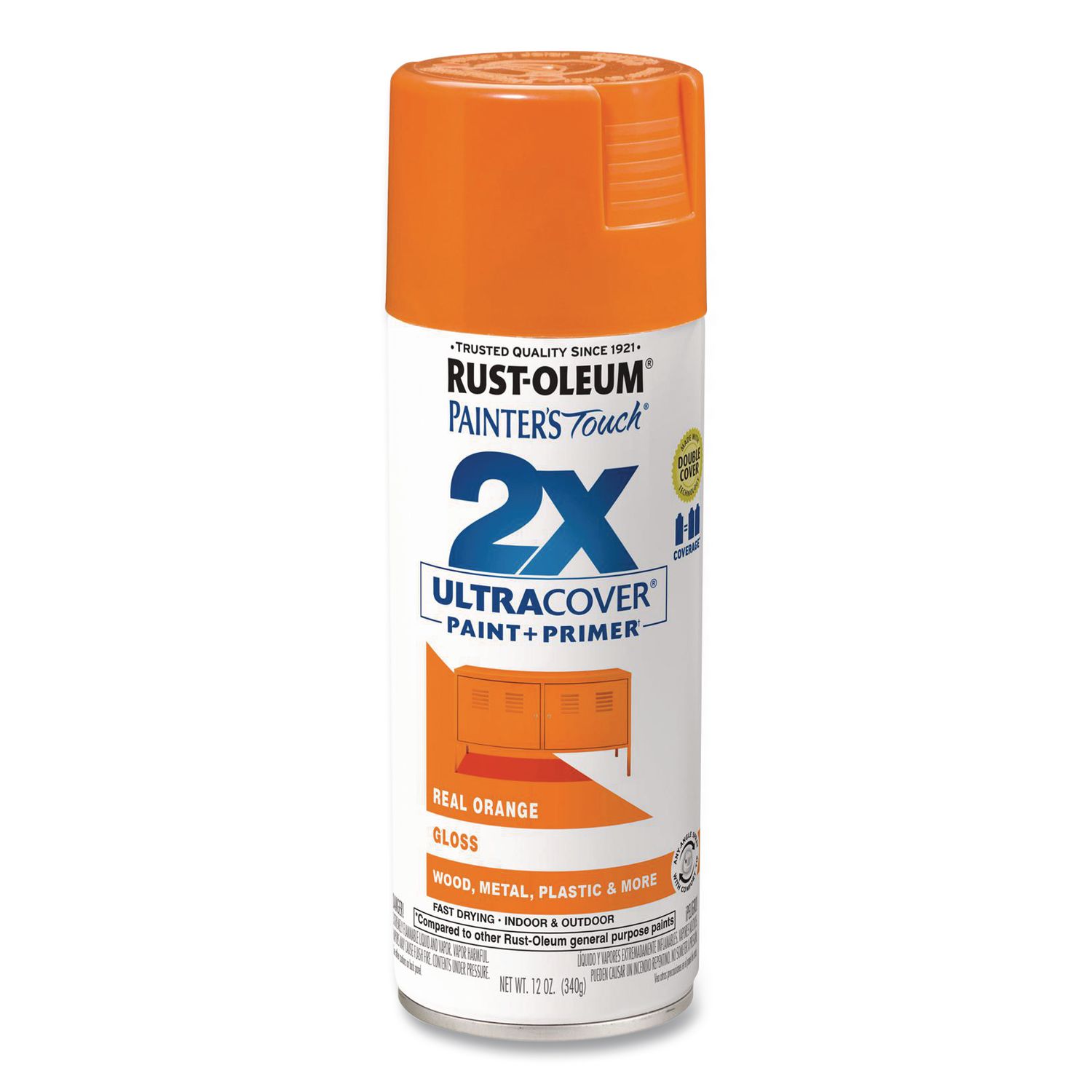 Painter's Touch 2X Ultra Cover Spray Paint, Gloss Real Orange,12 oz Aerosol Can, 6/Carton