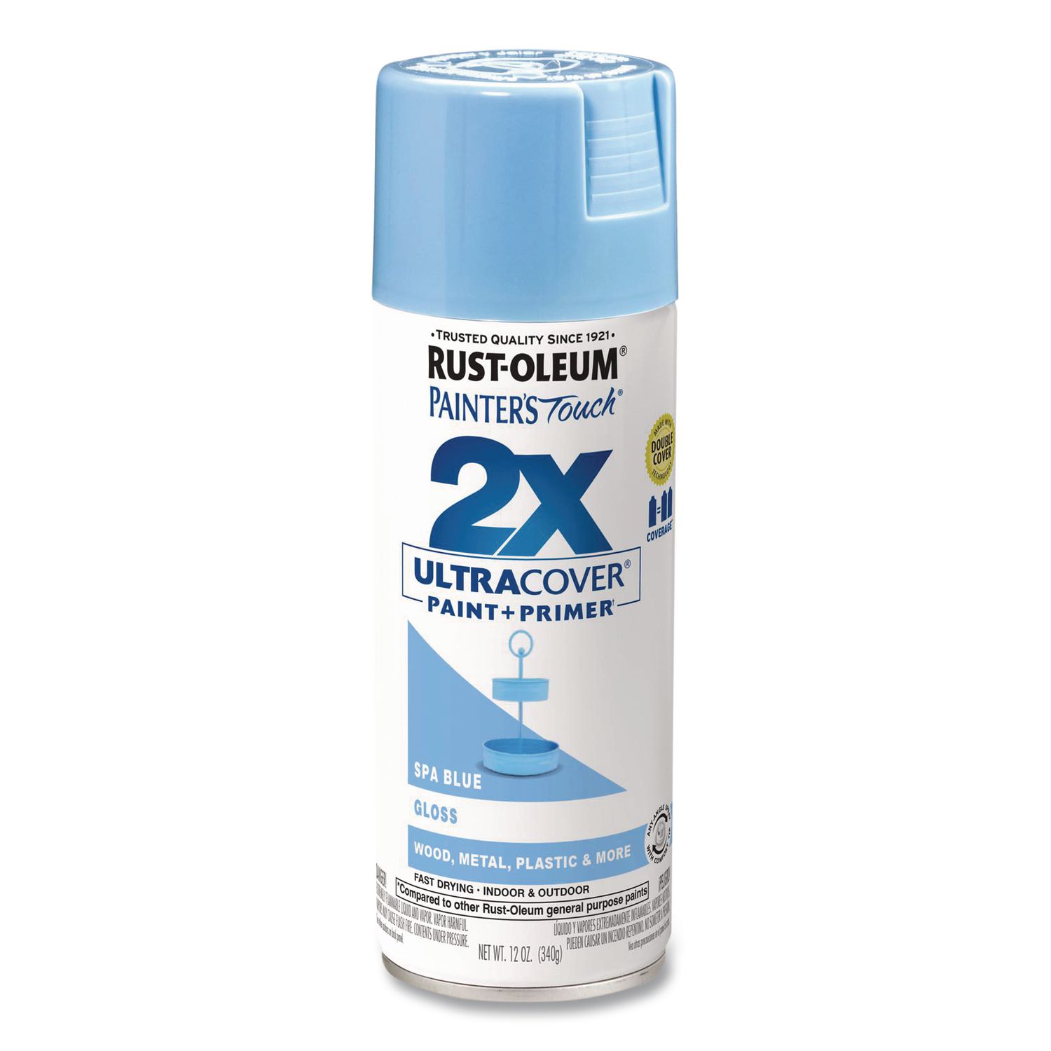 Painter's Touch 2X Ultra Cover Spray Paint, Gloss Spa Blue, 12 oz Aerosol Can, 6/Carton