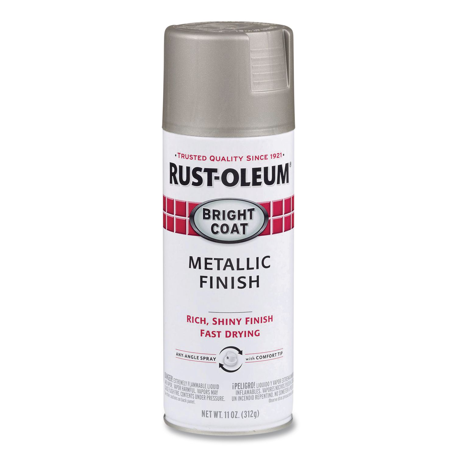 Stops Rust Bright Coat Spray Paint, Metallic Aluminum, 11 oz Aerosol Can, 6/Carton
