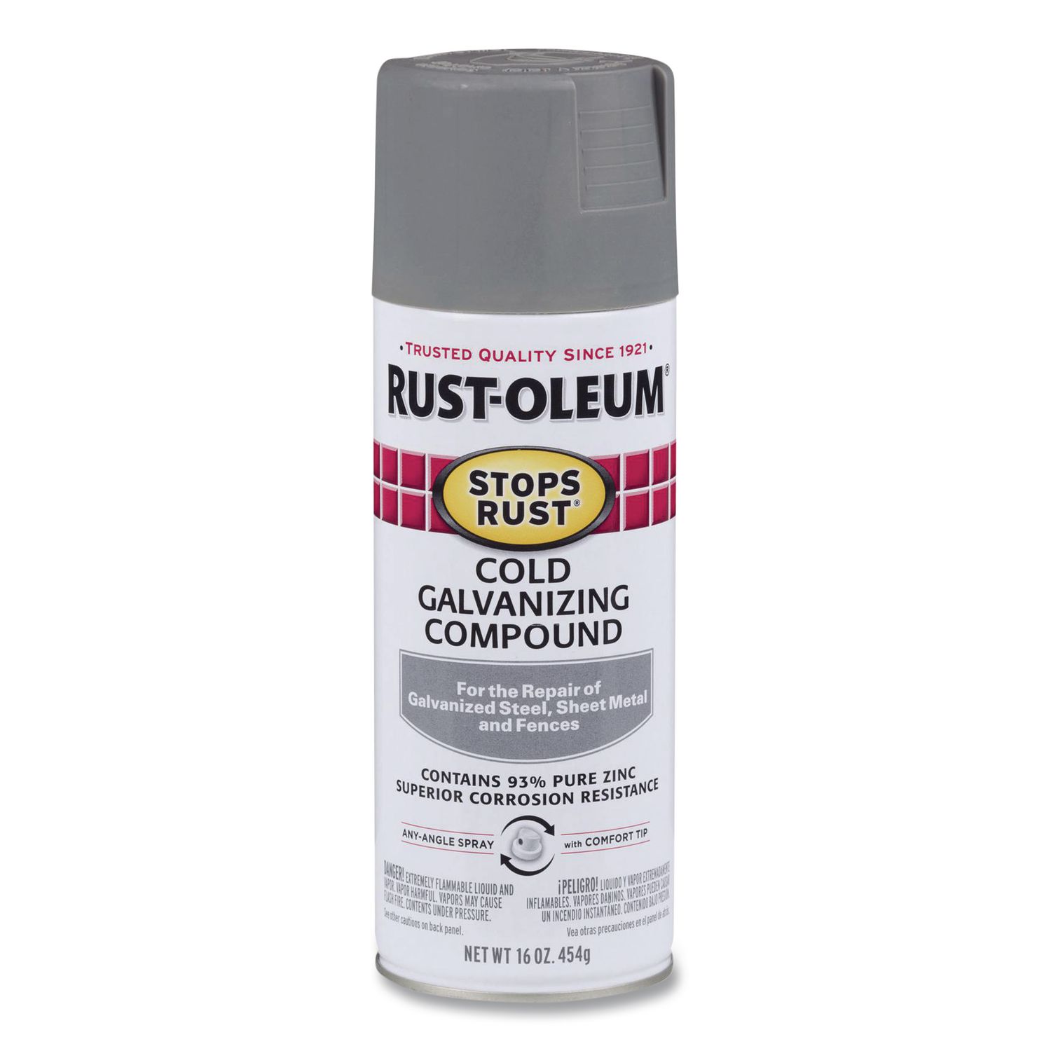 Stops Rust Cold Galvanizing Spray, Flat Gray, 16 oz Aerosol Can, 6/Carton