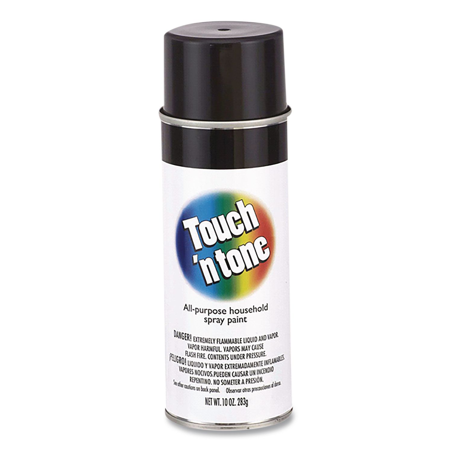 Touch'n Tone Spray Paint, Gloss Black, 10 oz Aerosol Can, 6/Carton