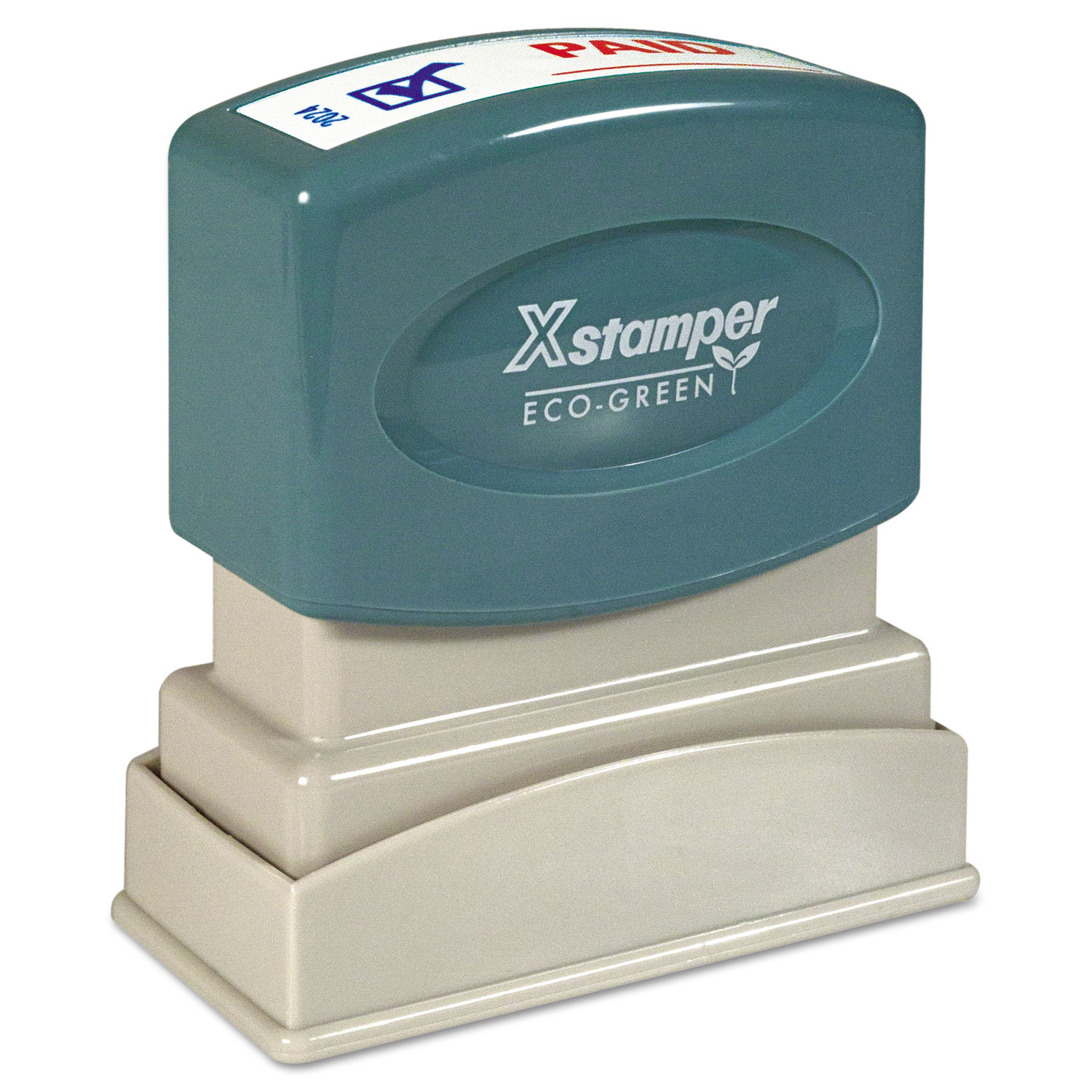  Xstamper 036029 Two-Color Title Stamp, PAID, Blue/Red (XST2024) 