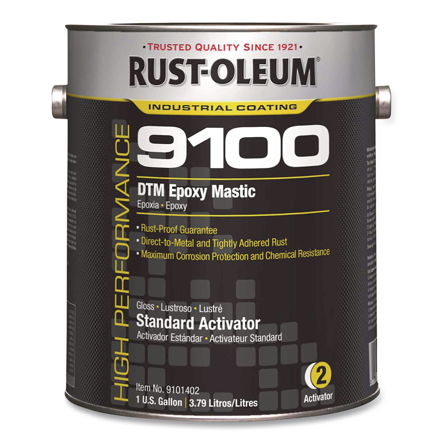 High Performance 9100 System DTM Epoxy Mastic Paint, Gloss Clear, 1 gal Bucket/Pail, 2/Carton
