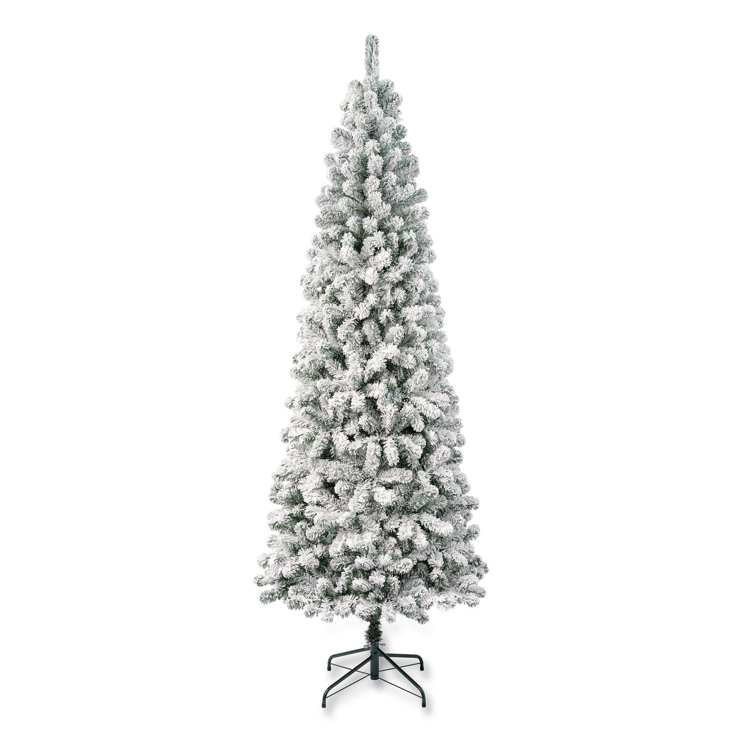 Acacia Medium Flocked Tree, 34" x 34" x 88.5" Green Tree, Green Tree Stand