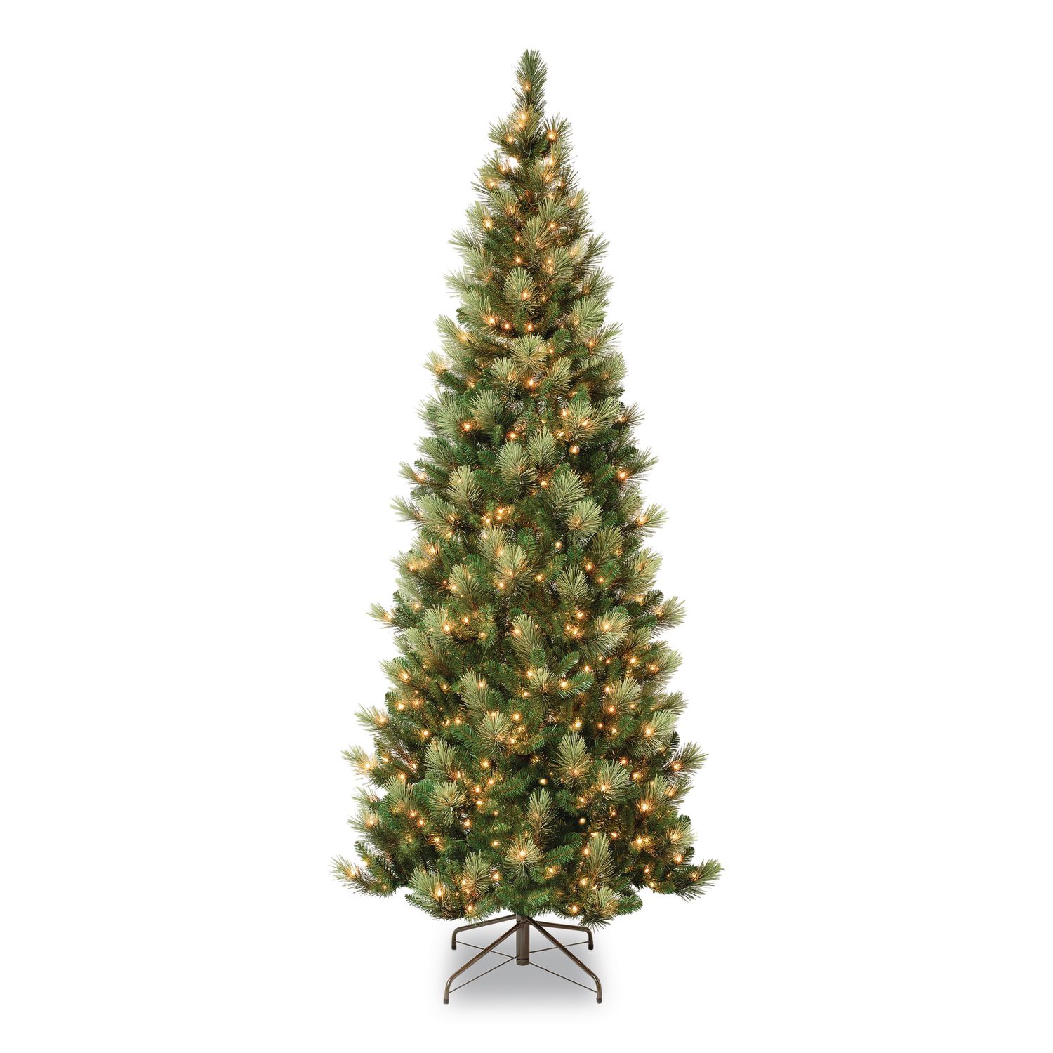 Pre-Lit Charleston Pine Slim Tree, 50" x 50" x 108", Green Tree, Green Tree Stand