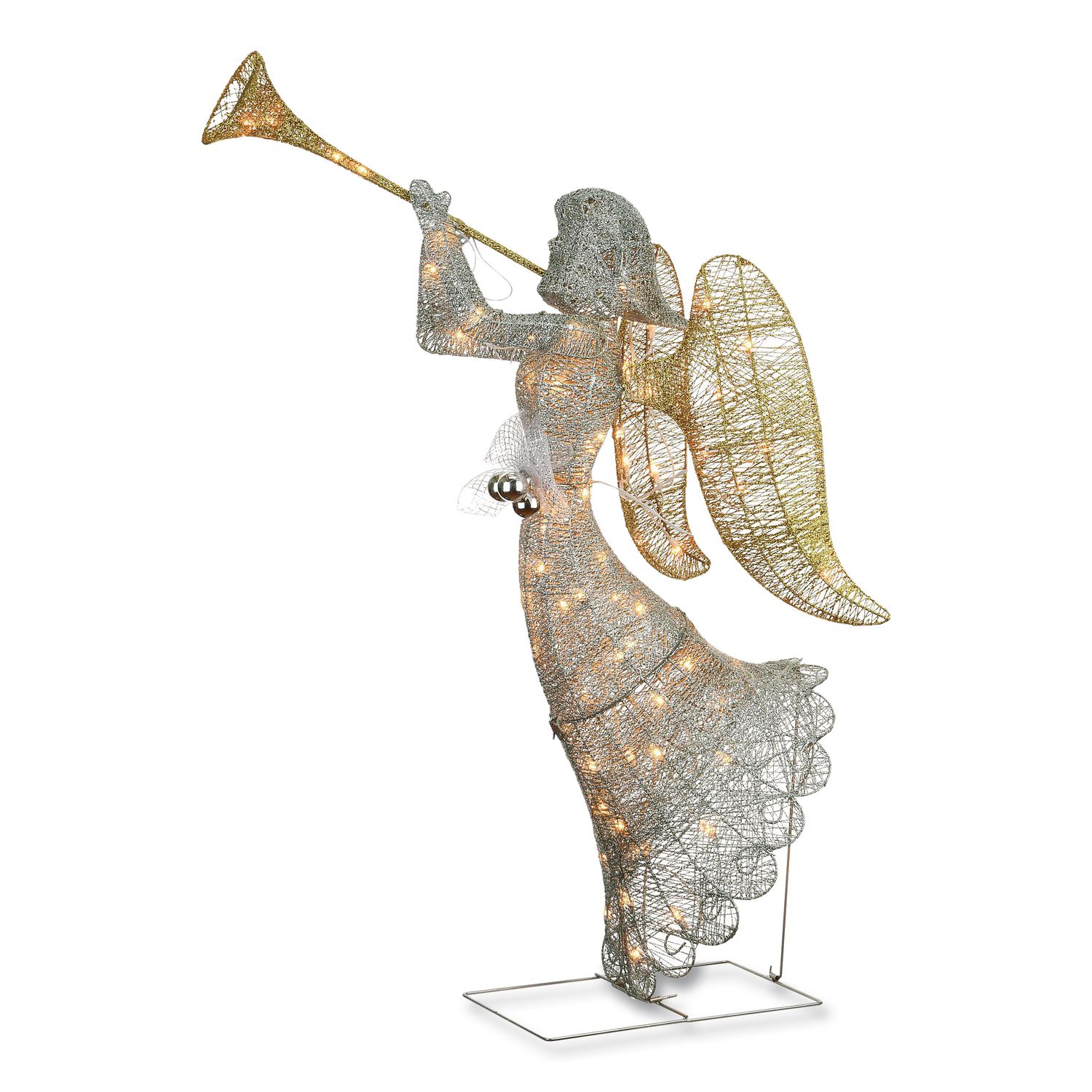 Silver Angel Decor, AC Powered, Cool White LED Lights, 24" x 30 "x 48", Silver