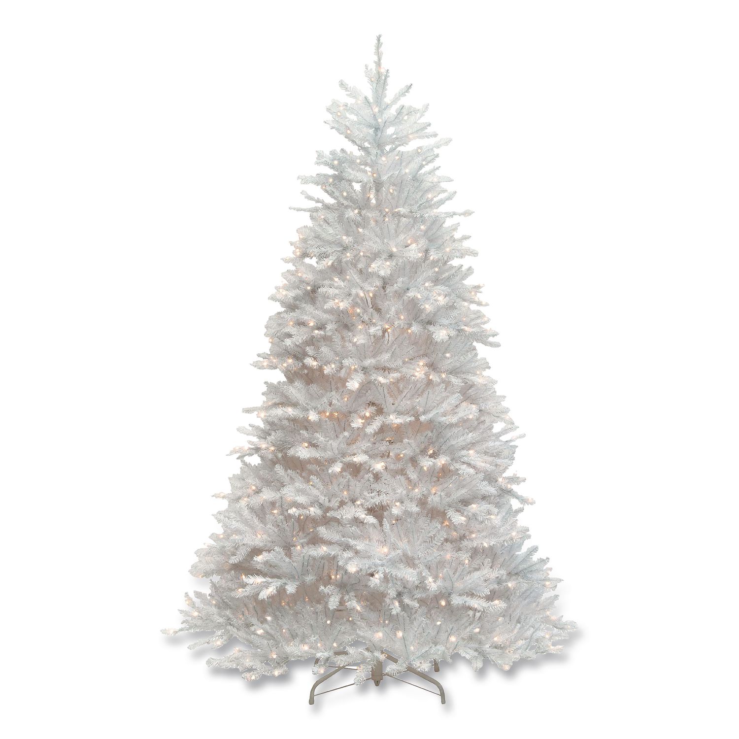 Pre-Lit Dunhill Fir White Tree, 59" x 59" x 90", White Tree, White Tree Stand