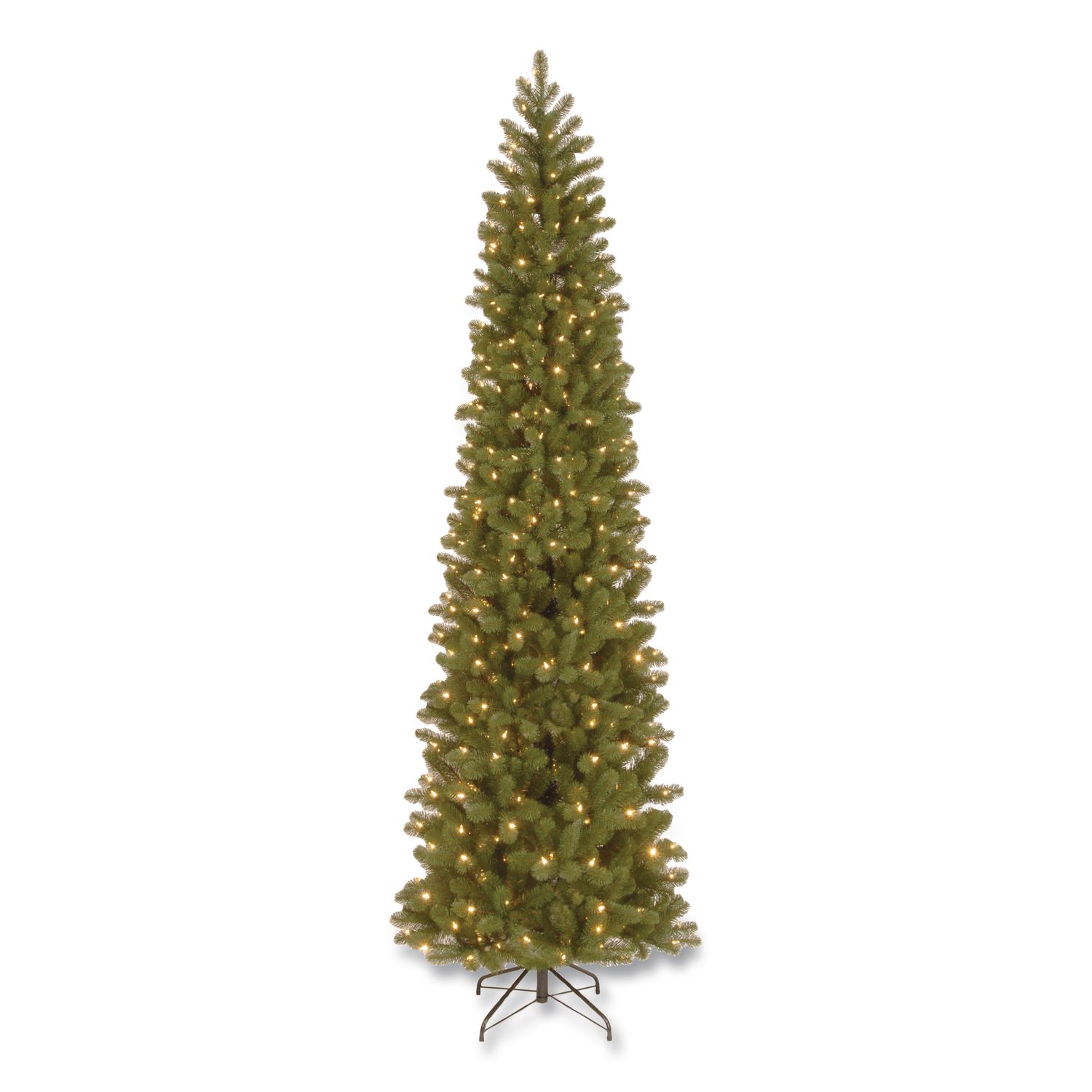 Pre-Lit Downswept Douglas Fir Pencil Slim Tree, 35" x 35" x 108", Green Tree, Green Tree Stand